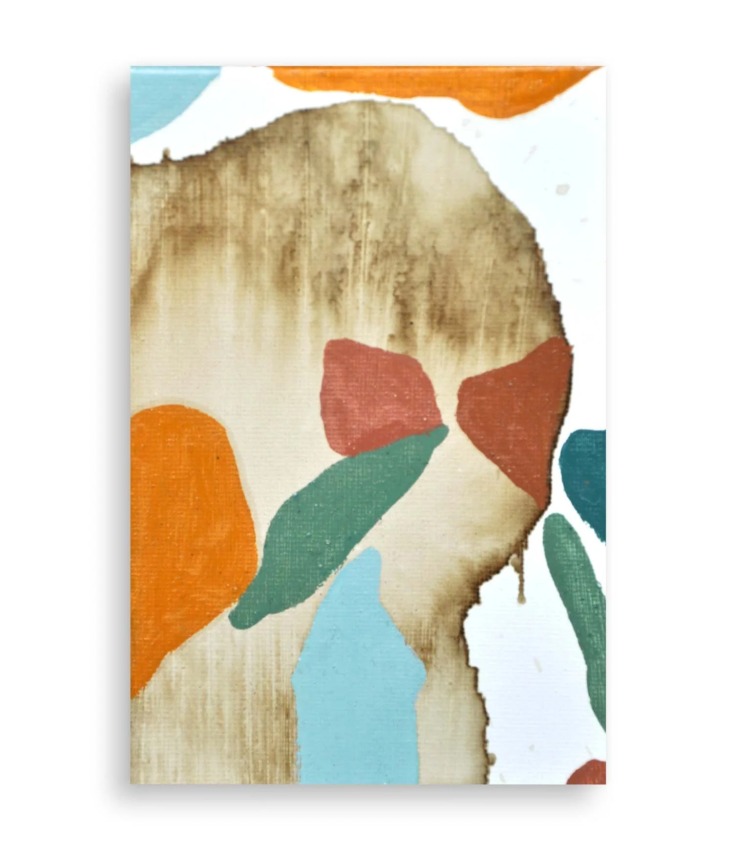 a colorful little abstract painting created with coffee and acrylic