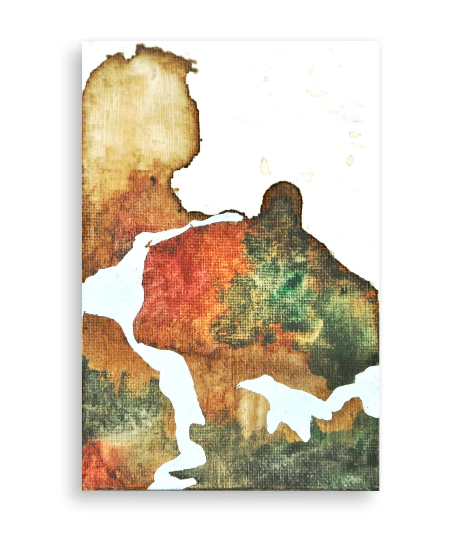 a colorful little abstract painting created with coffee and acrylic