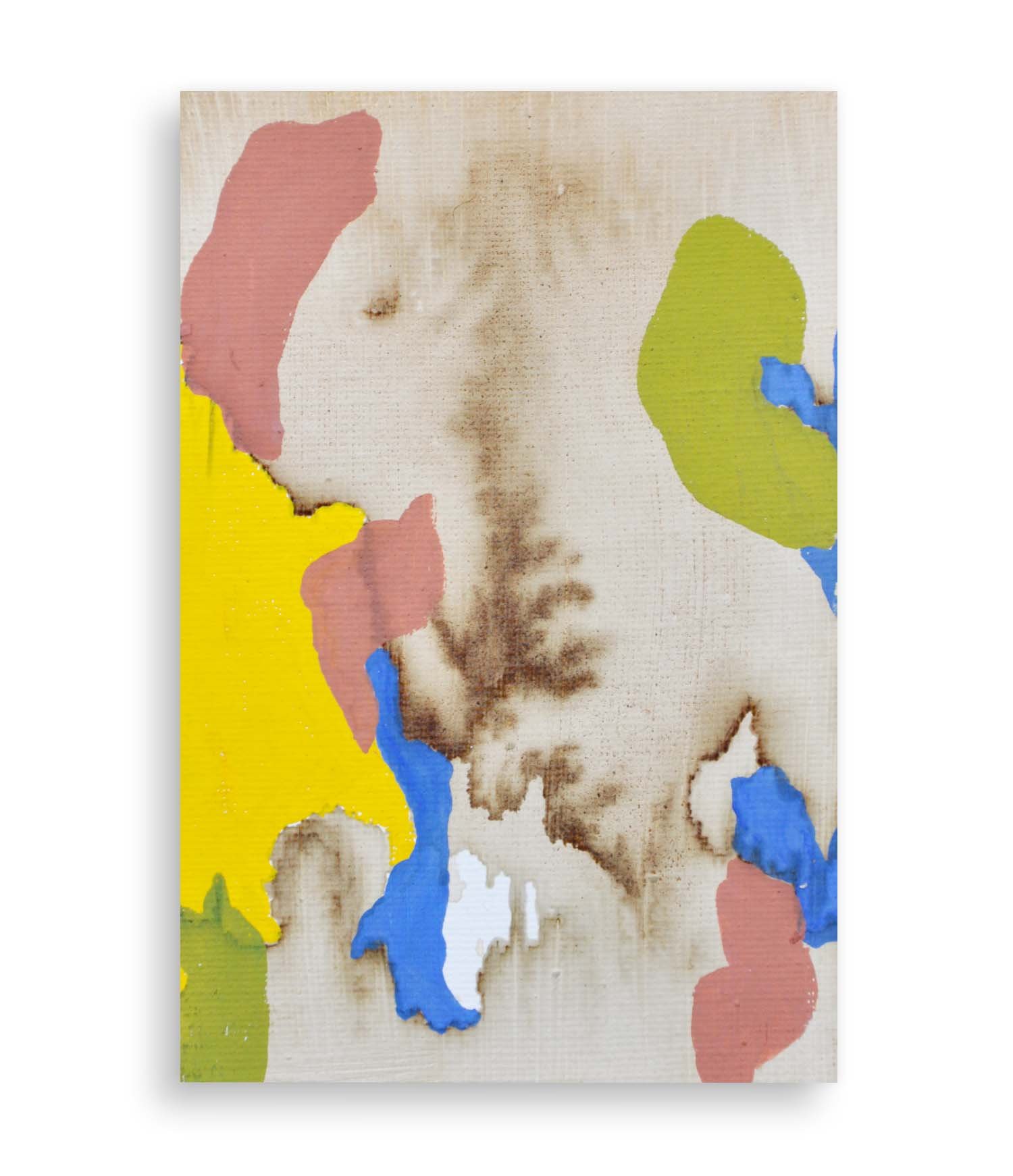 a colorful little abstract painting created with coffee and acrylic