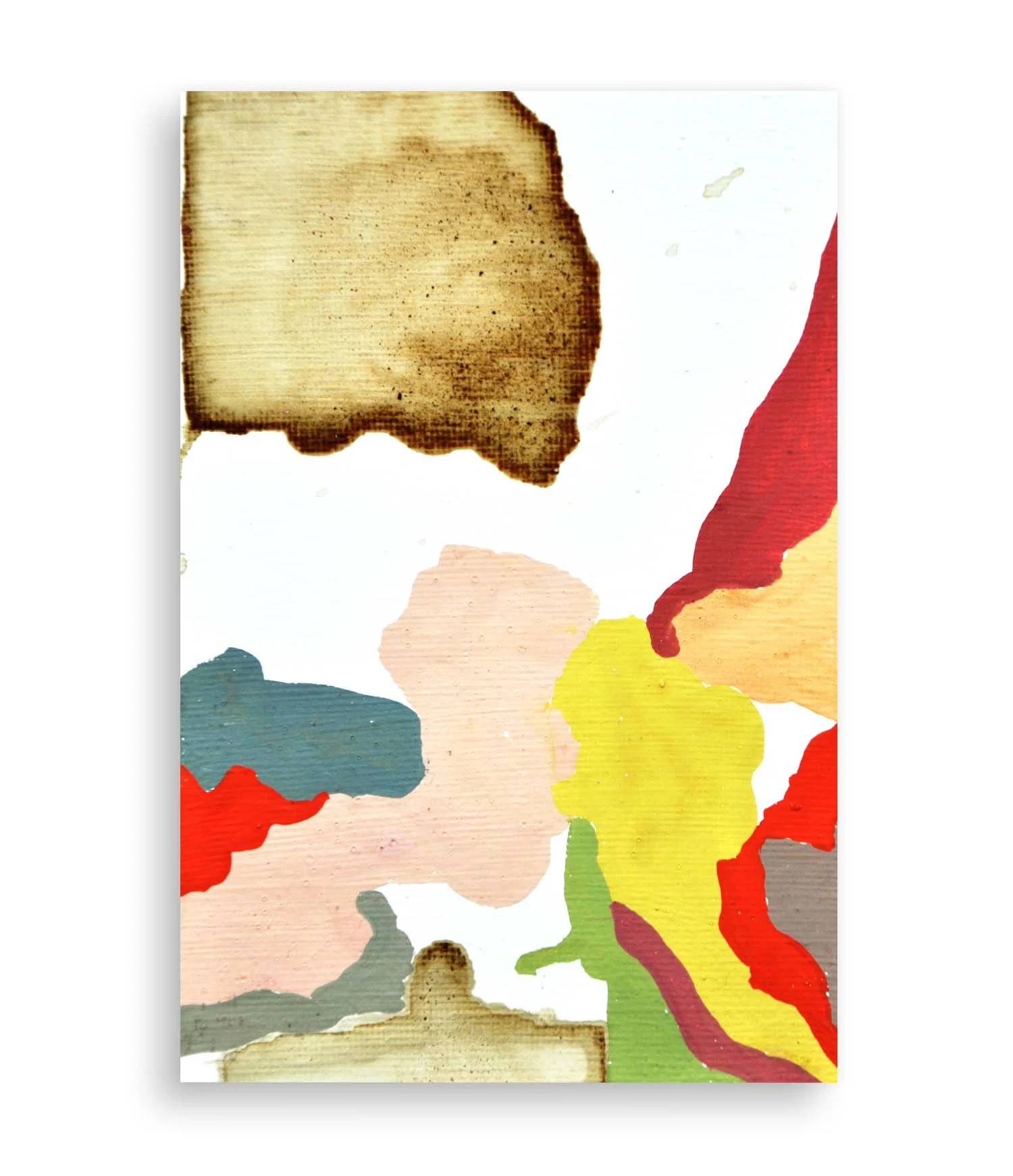 a colorful little abstract painting created with coffee and acrylic