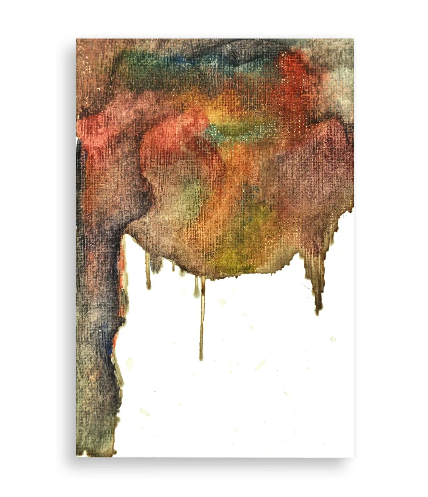 a colorful little abstract painting created with coffee and acrylic