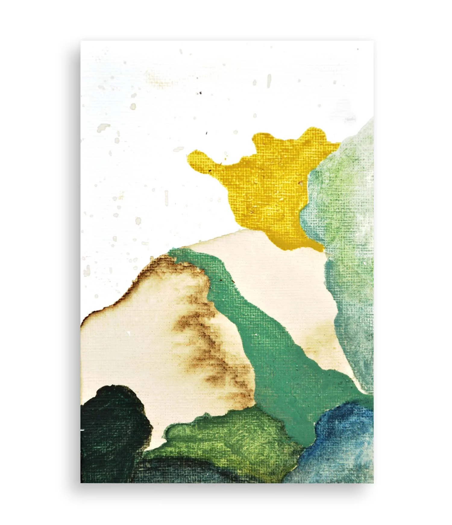 a colorful little abstract painting created with coffee and acrylic