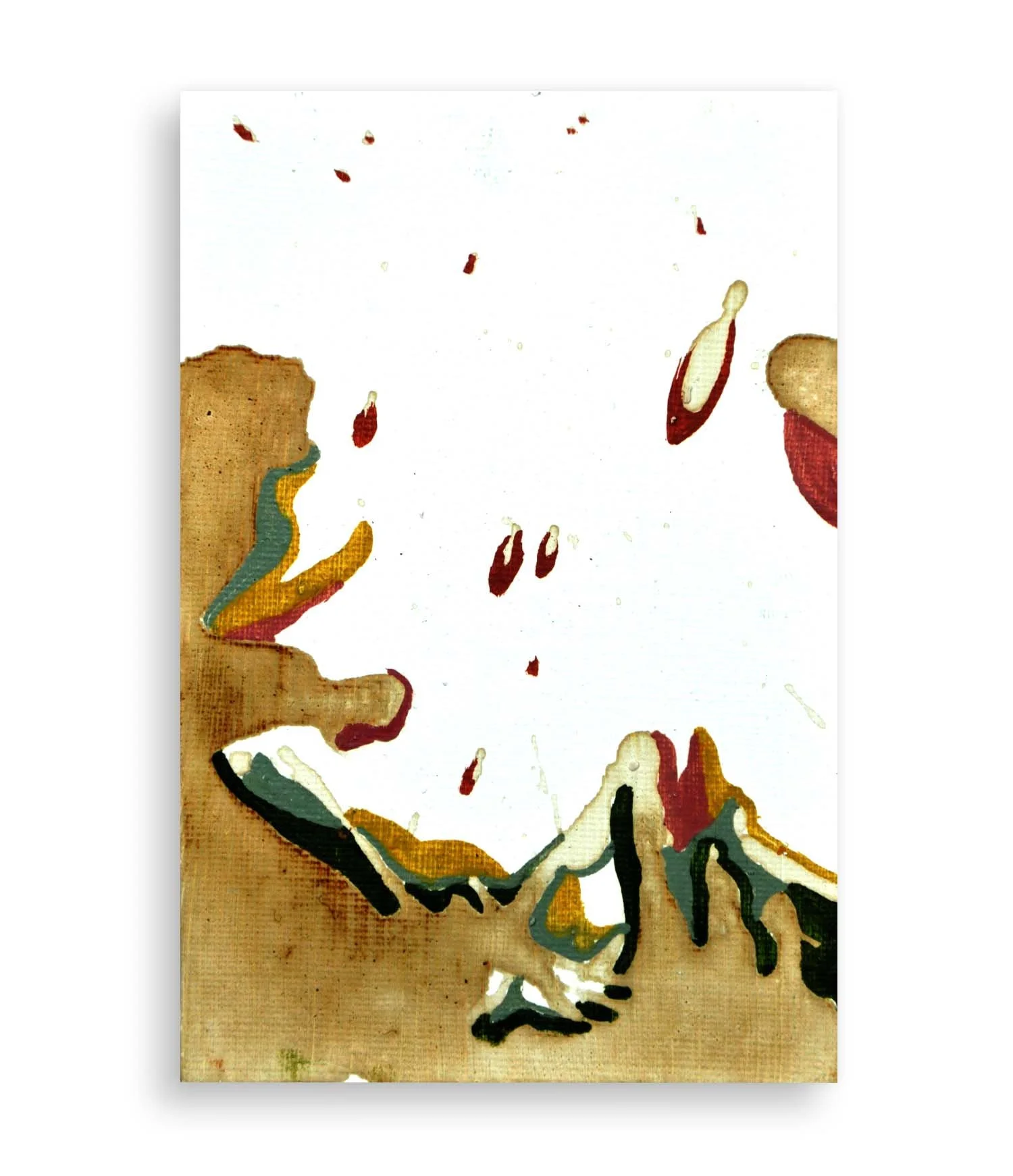 a colorful little abstract painting created with coffee and acrylic