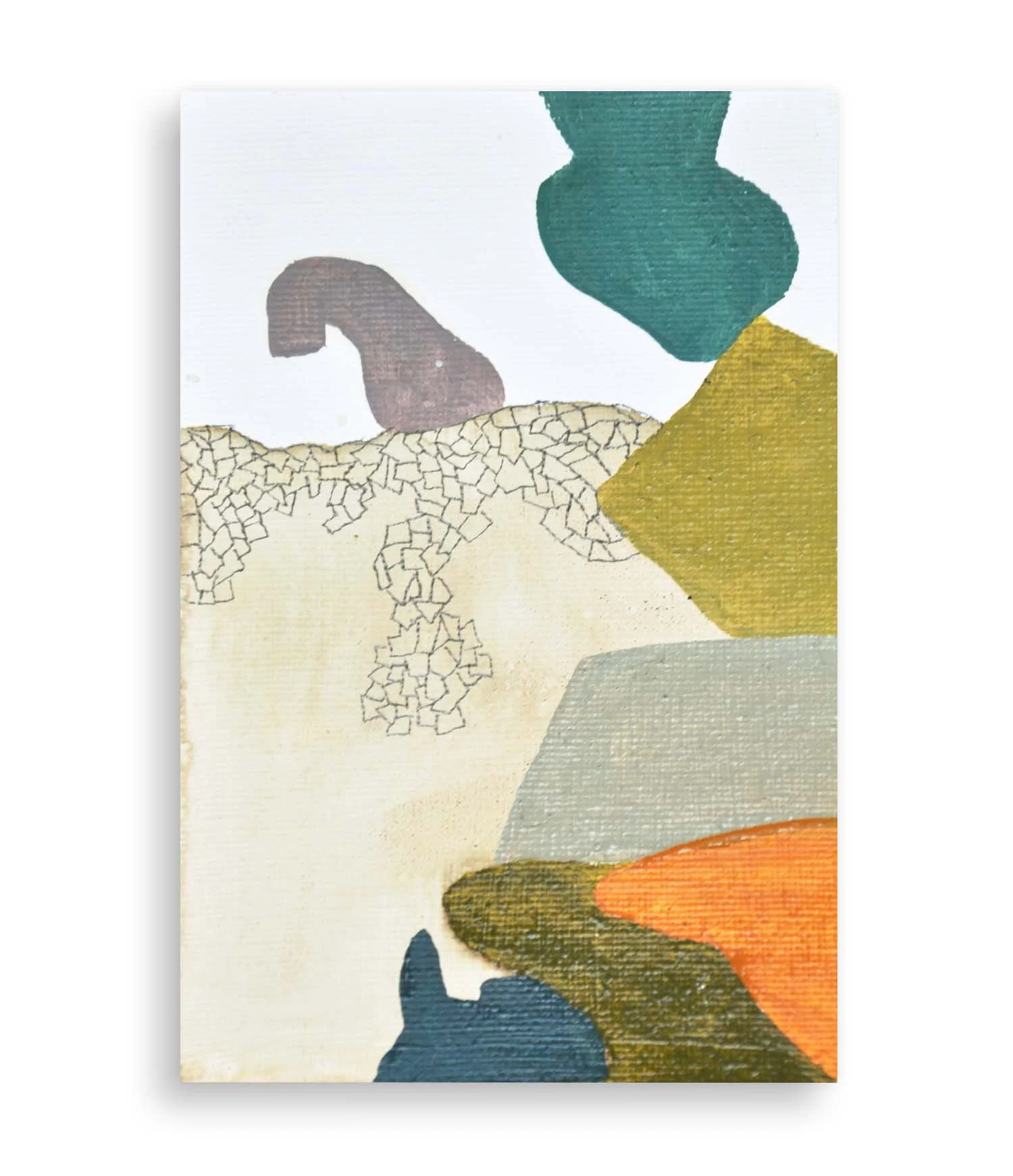 a colorful little abstract painting created with coffee and acrylic