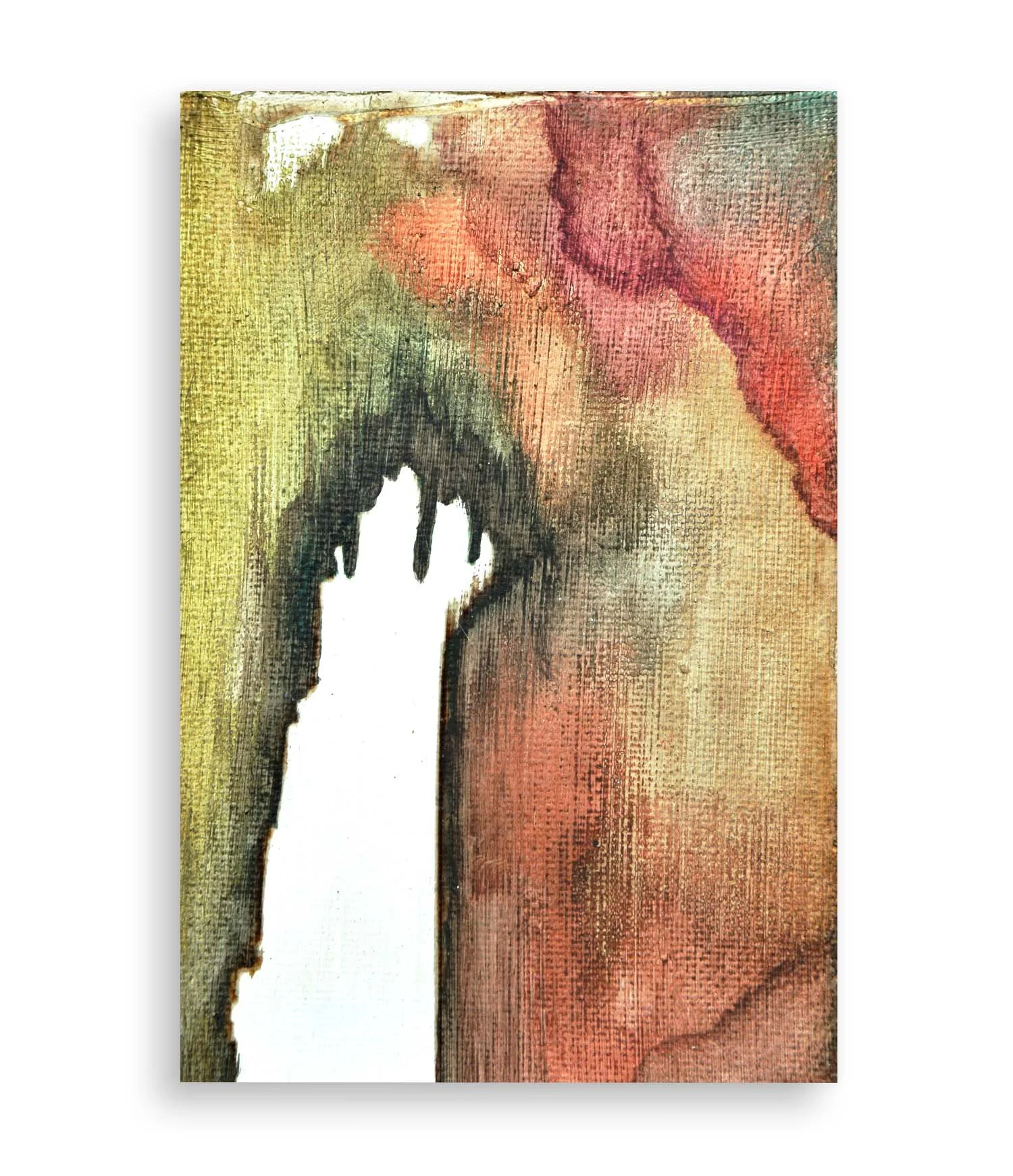 a colorful little abstract painting created with coffee and acrylic