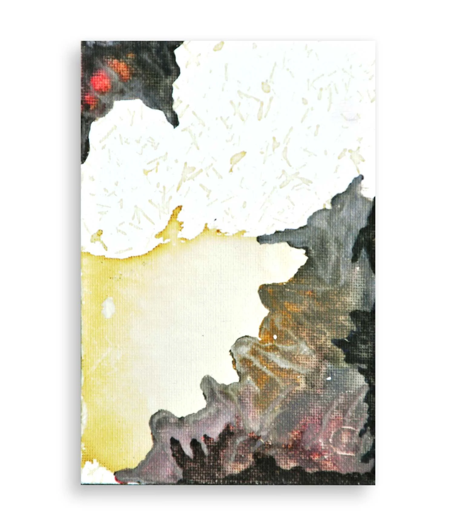 a colorful little abstract painting created with coffee and acrylic