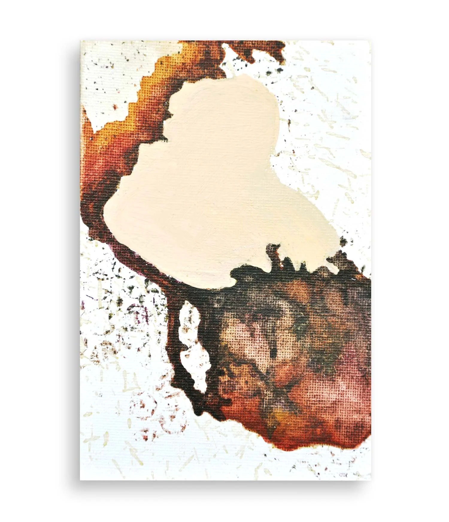 a colorful little abstract painting created with coffee and acrylic