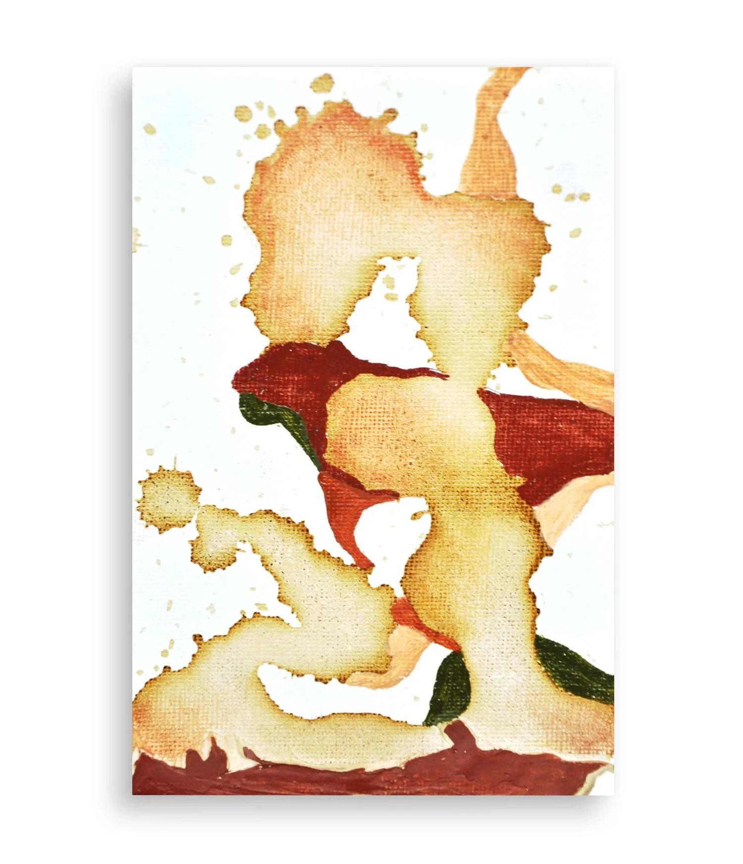 a colorful little abstract painting created with coffee and acrylic