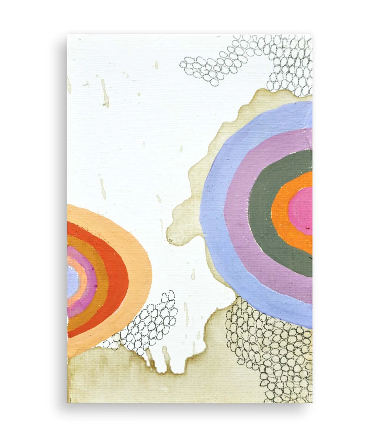 a colorful little abstract painting created with coffee and acrylic