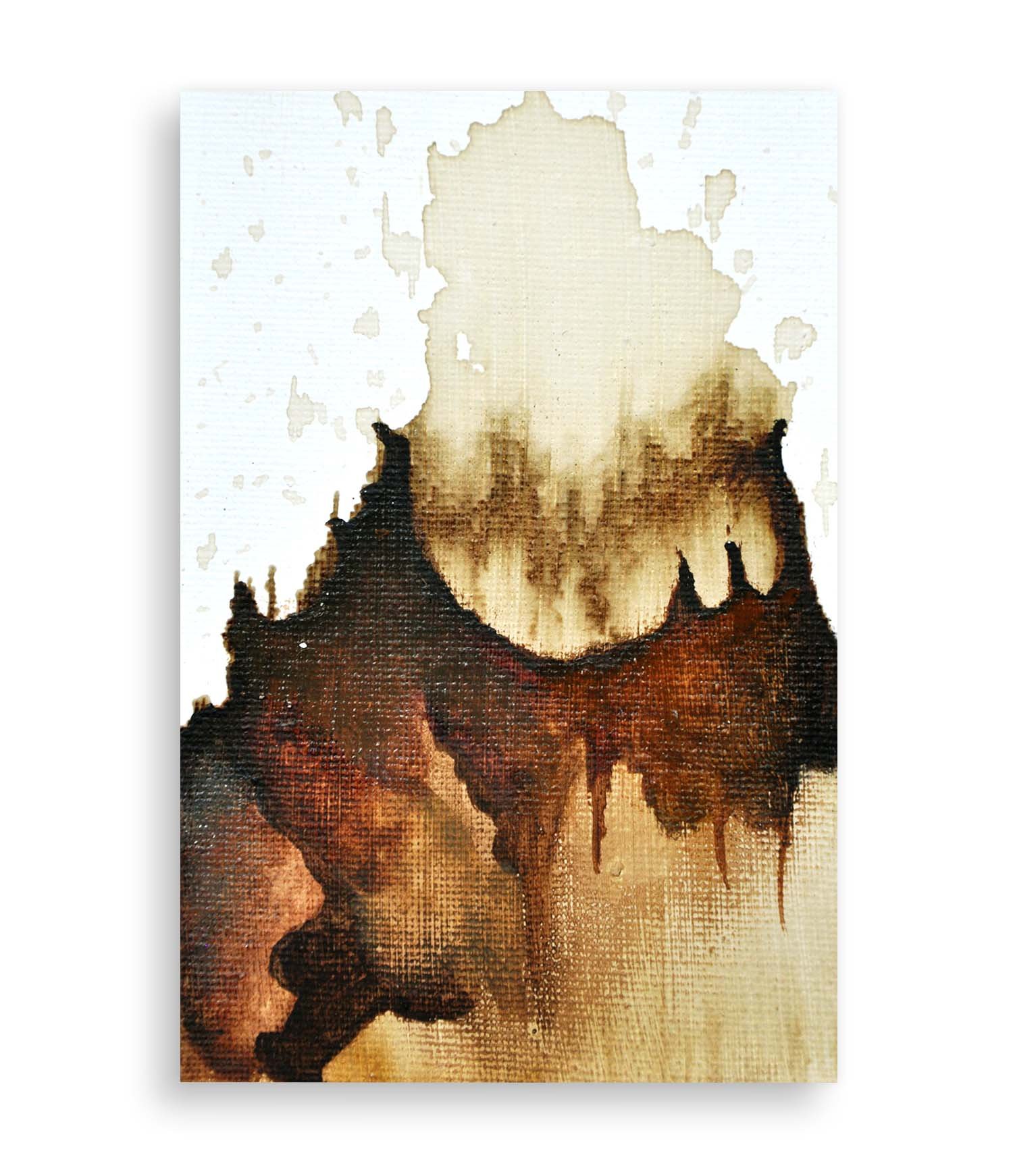 a colorful little abstract painting created with coffee and acrylic