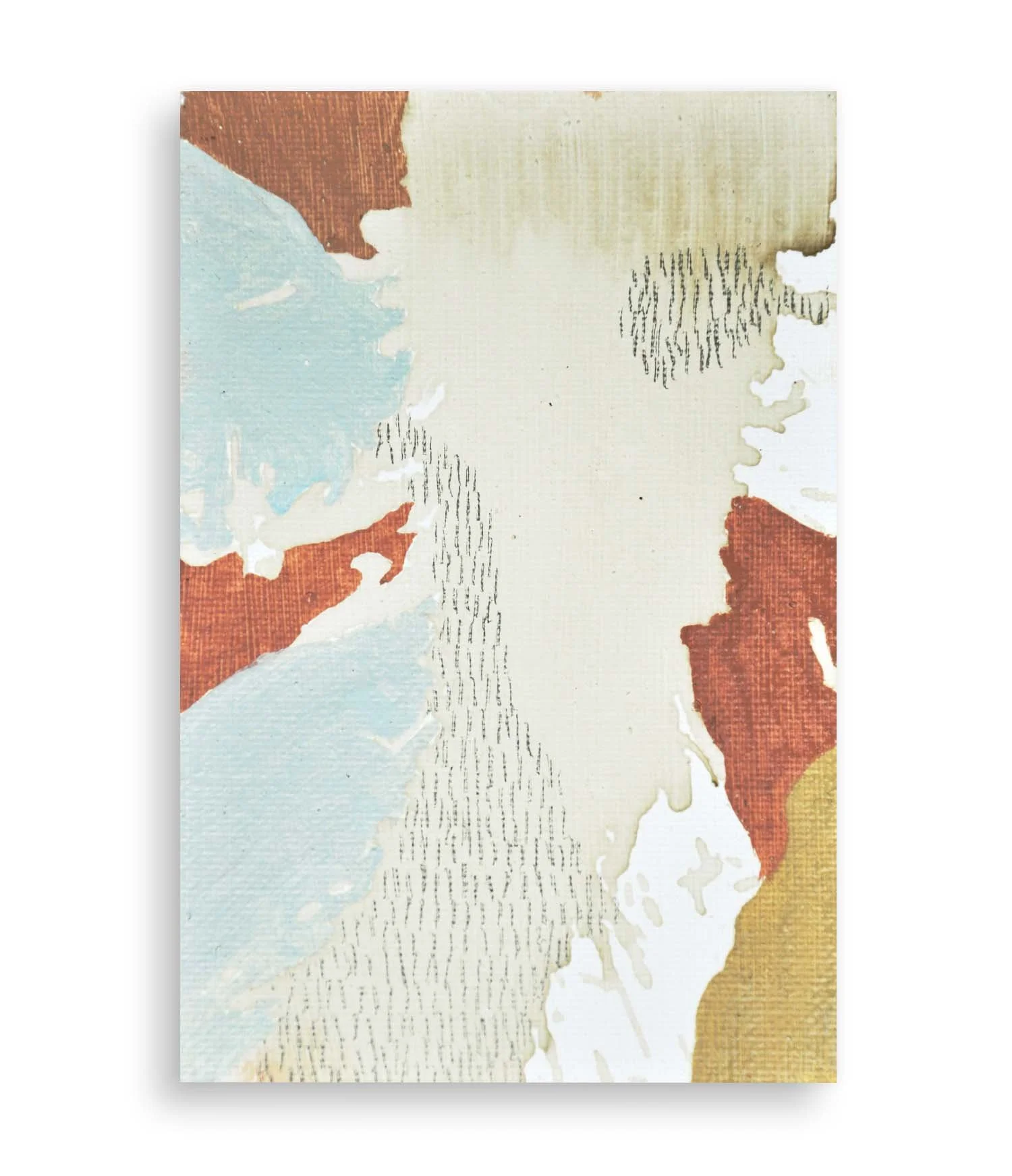 a colorful little abstract painting created with coffee and acrylic