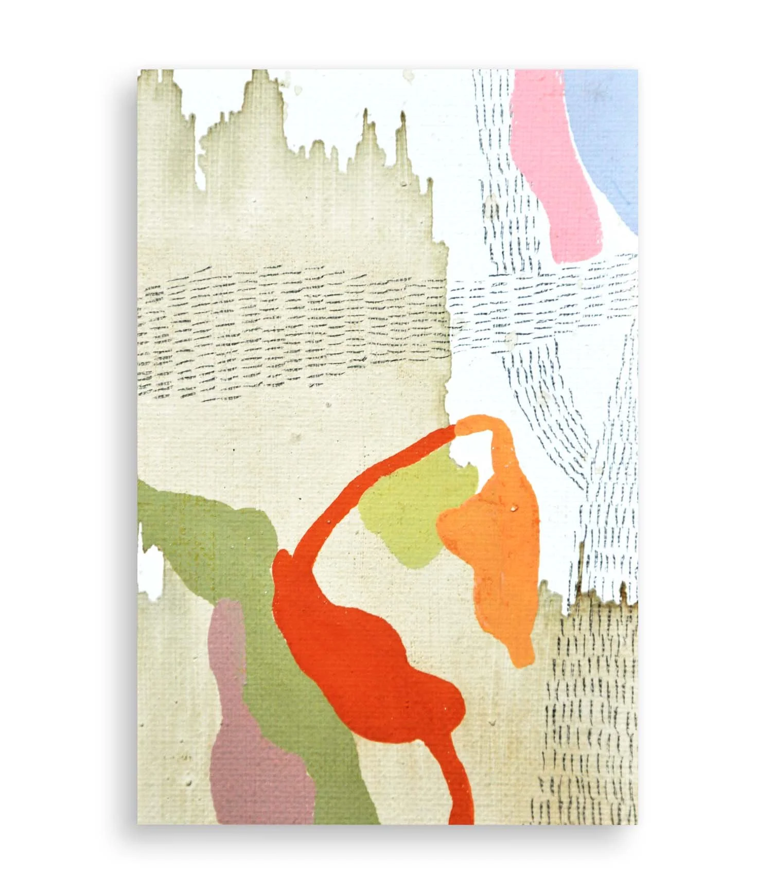 a colorful little abstract painting created with coffee and acrylic