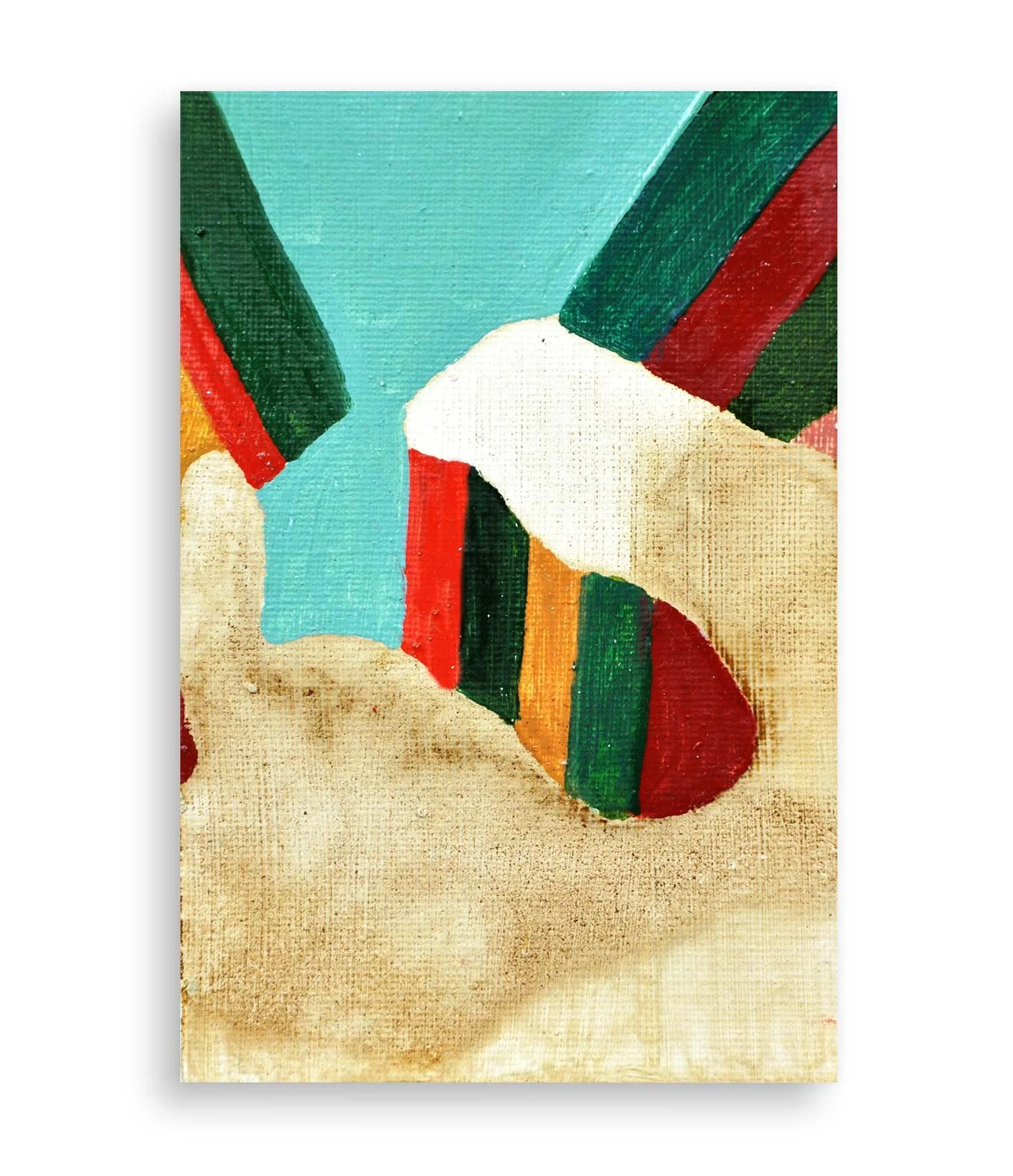 a colorful little abstract painting created with coffee and acrylic