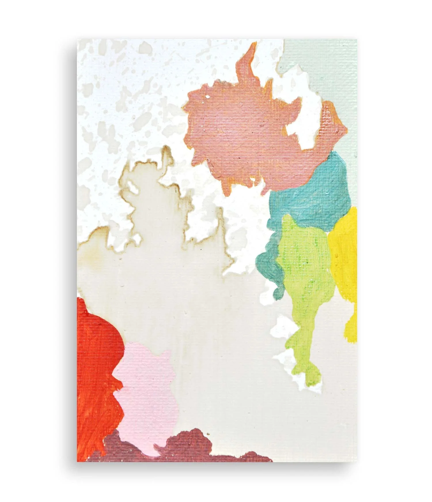 a colorful little abstract painting created with coffee and acrylic