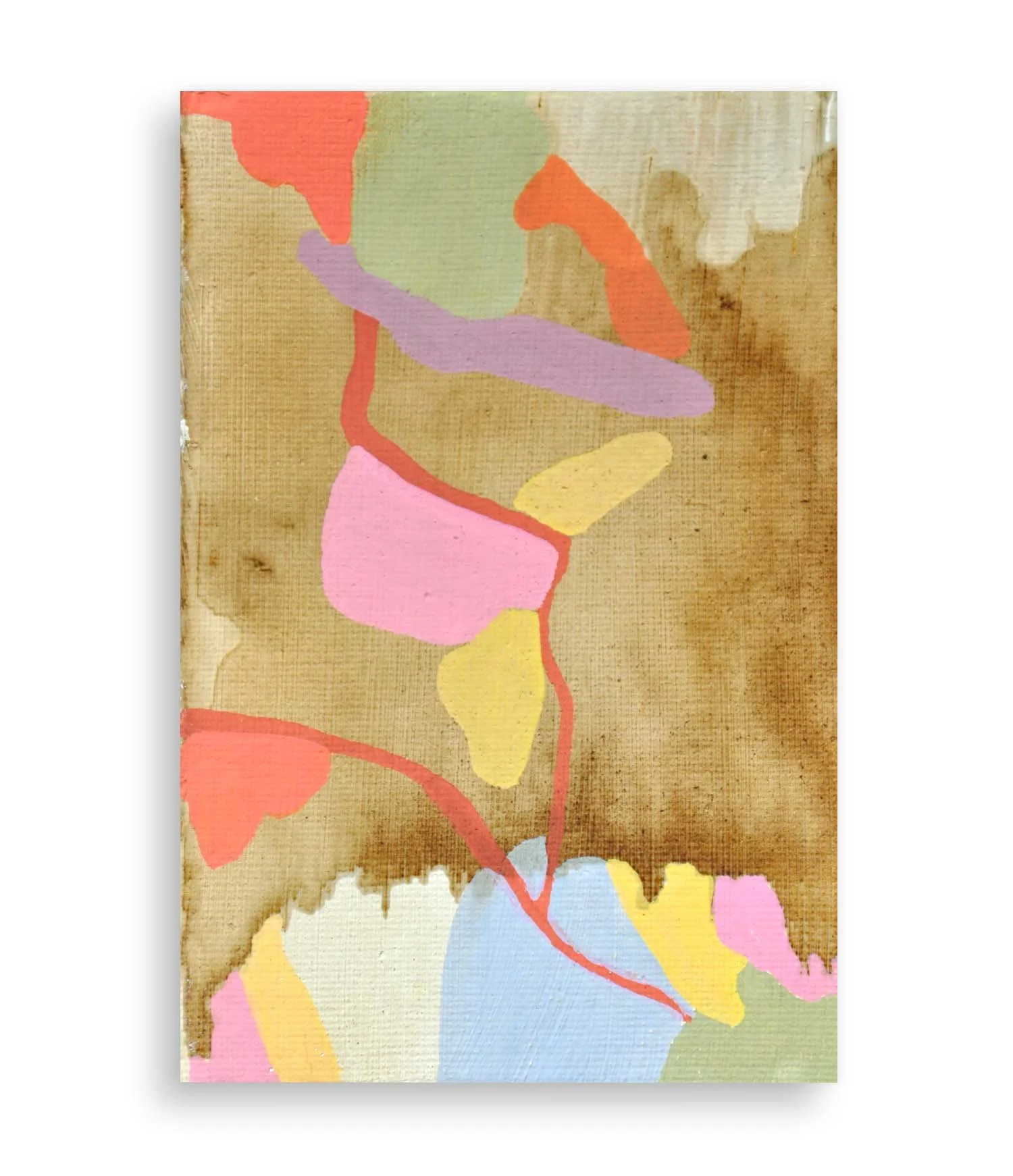 a colorful little abstract painting created with coffee and acrylic