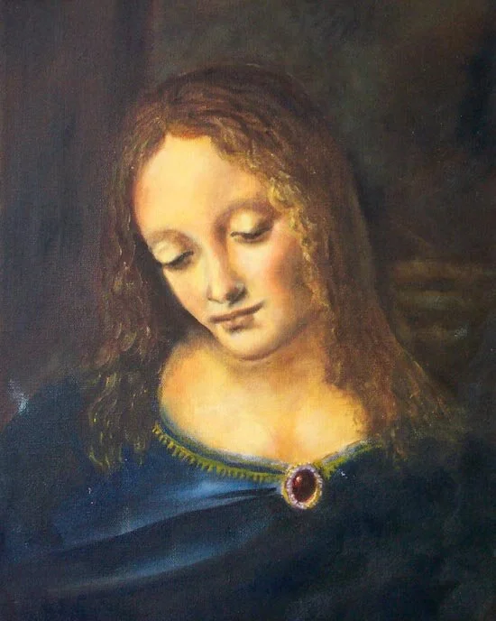 Title: Madonna of the Rocks - detail
Artist: Leonardo da Vinci
Copy by Gloria