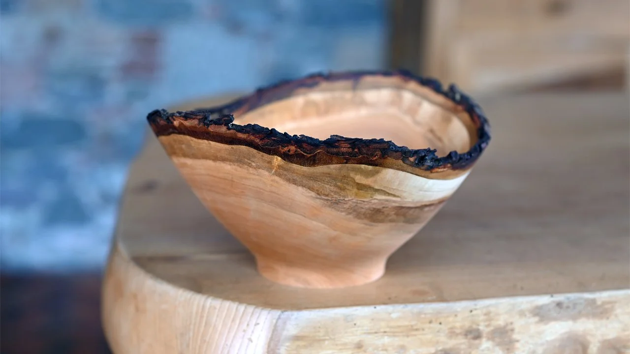 Natural edge cherry bowl