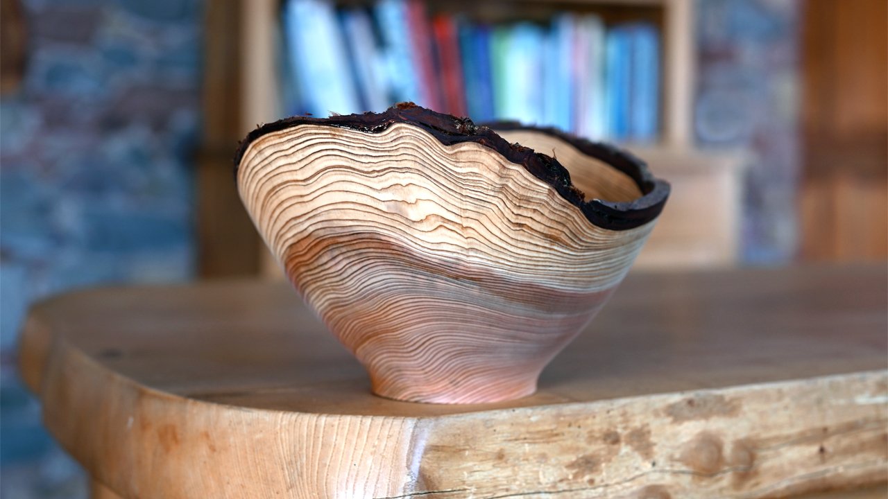 Large wavy edge cedar bowl