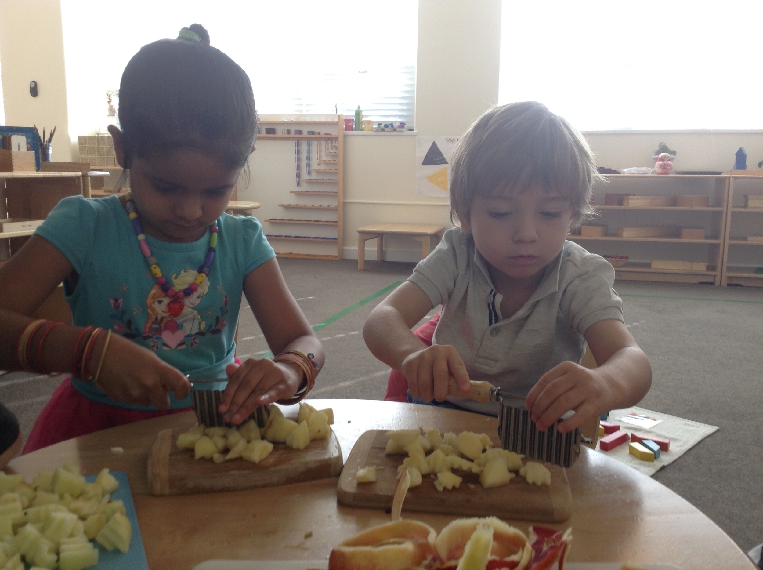 Cutting apples for applesauce