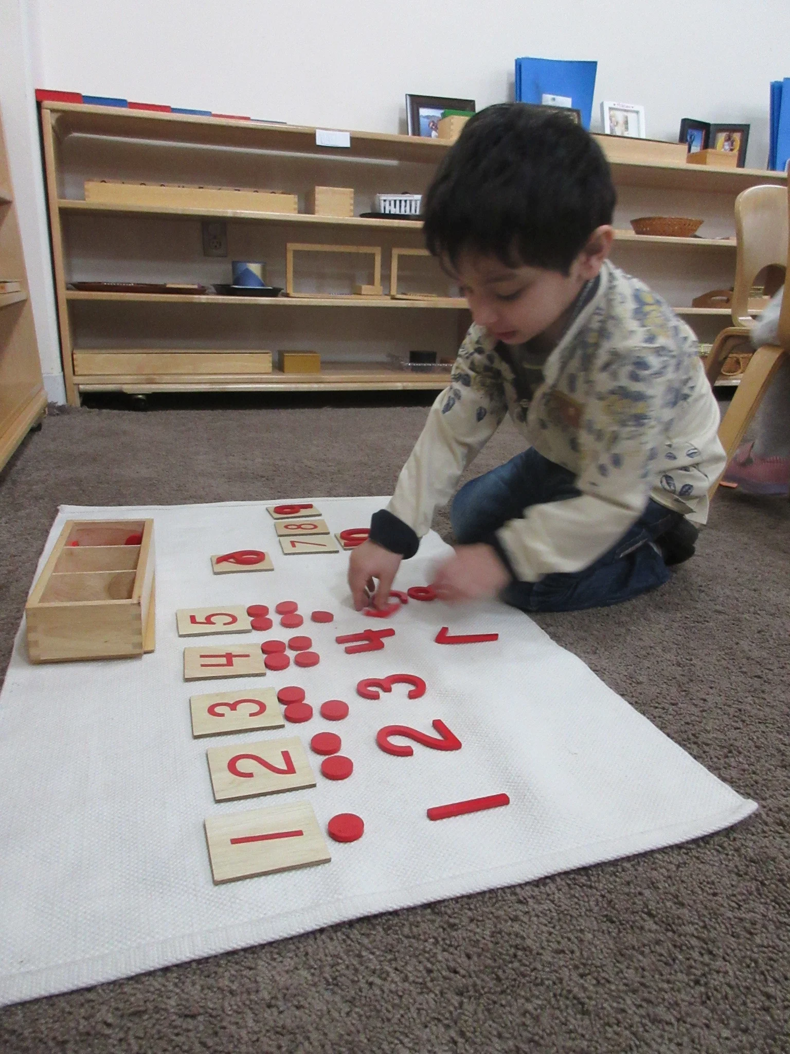 Using number cards and counters
