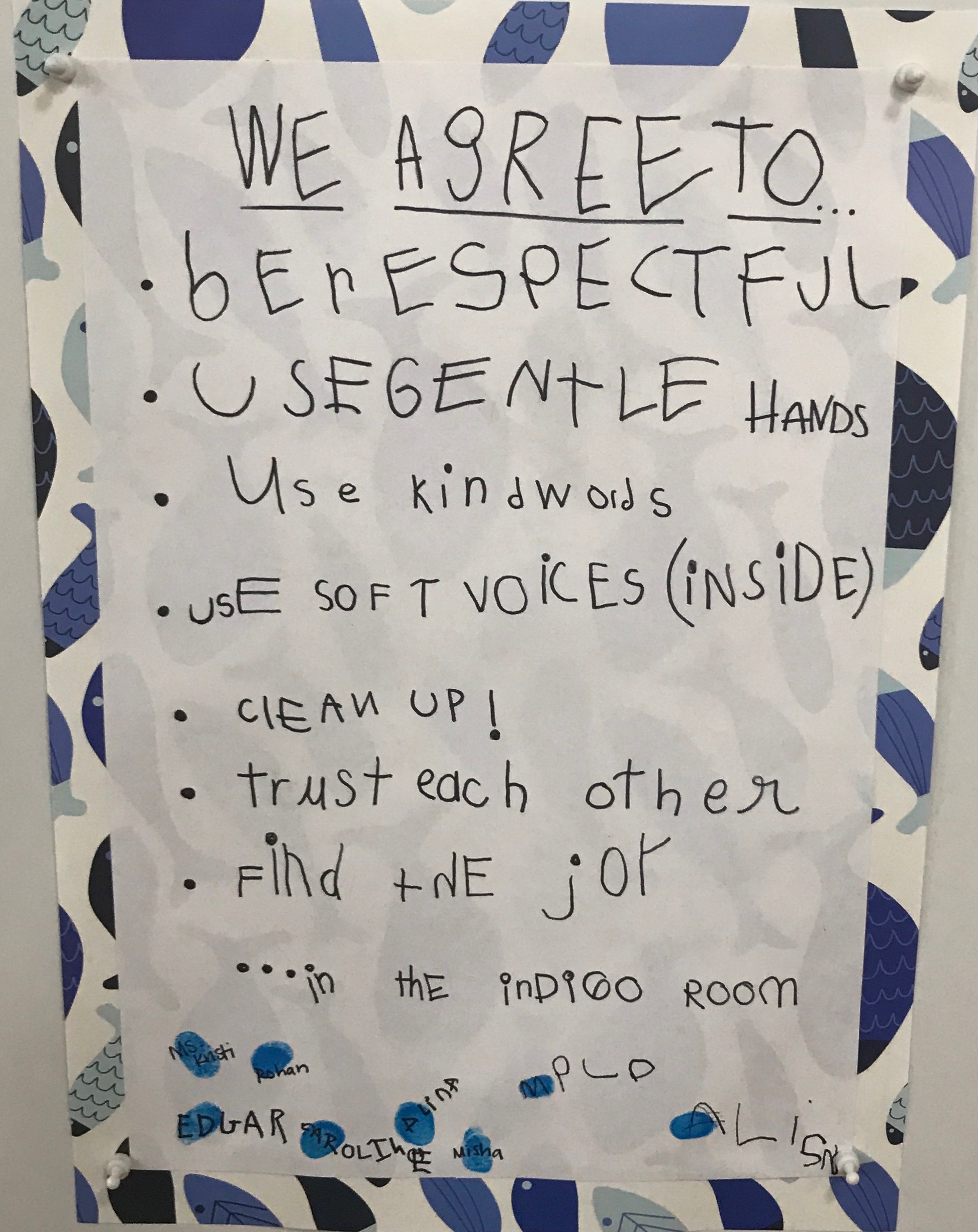 Our classroom list of agreements