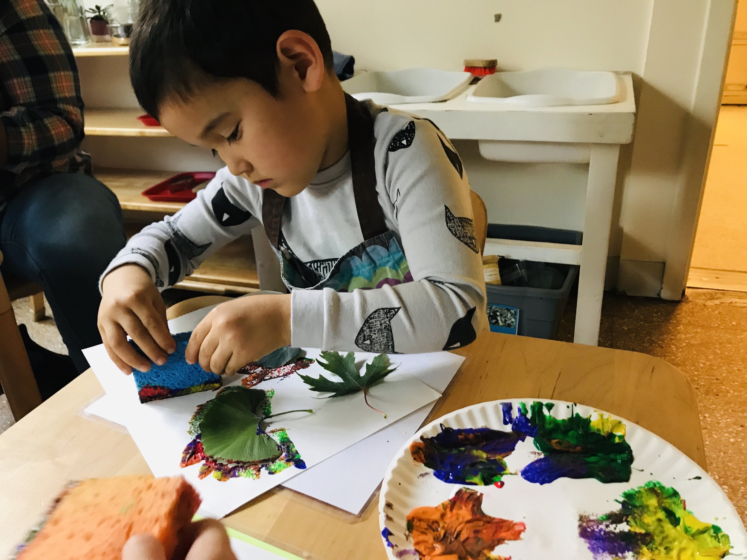 Leaf silhouette painting