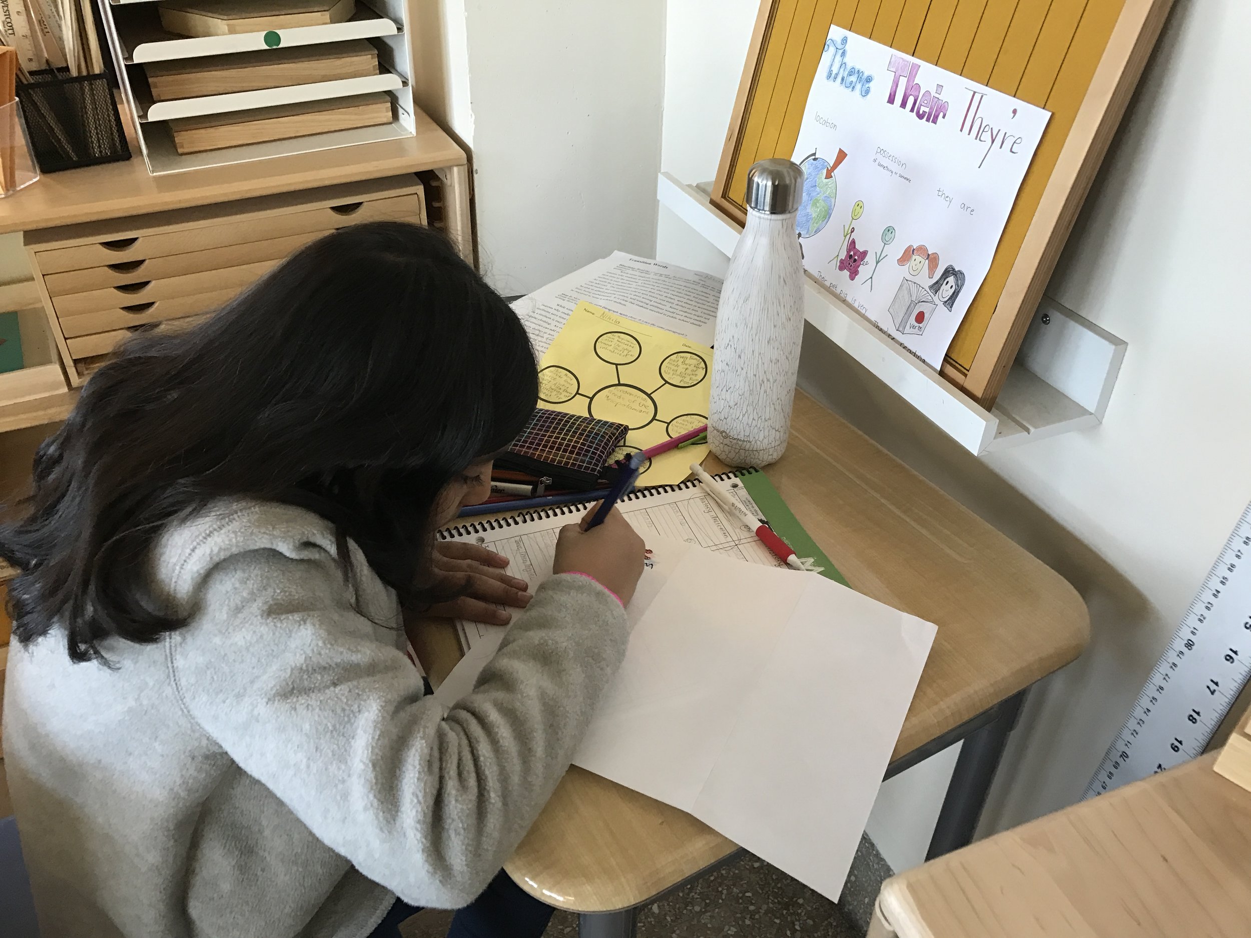 Orion Room friend completing her word study of their, there, and they're 