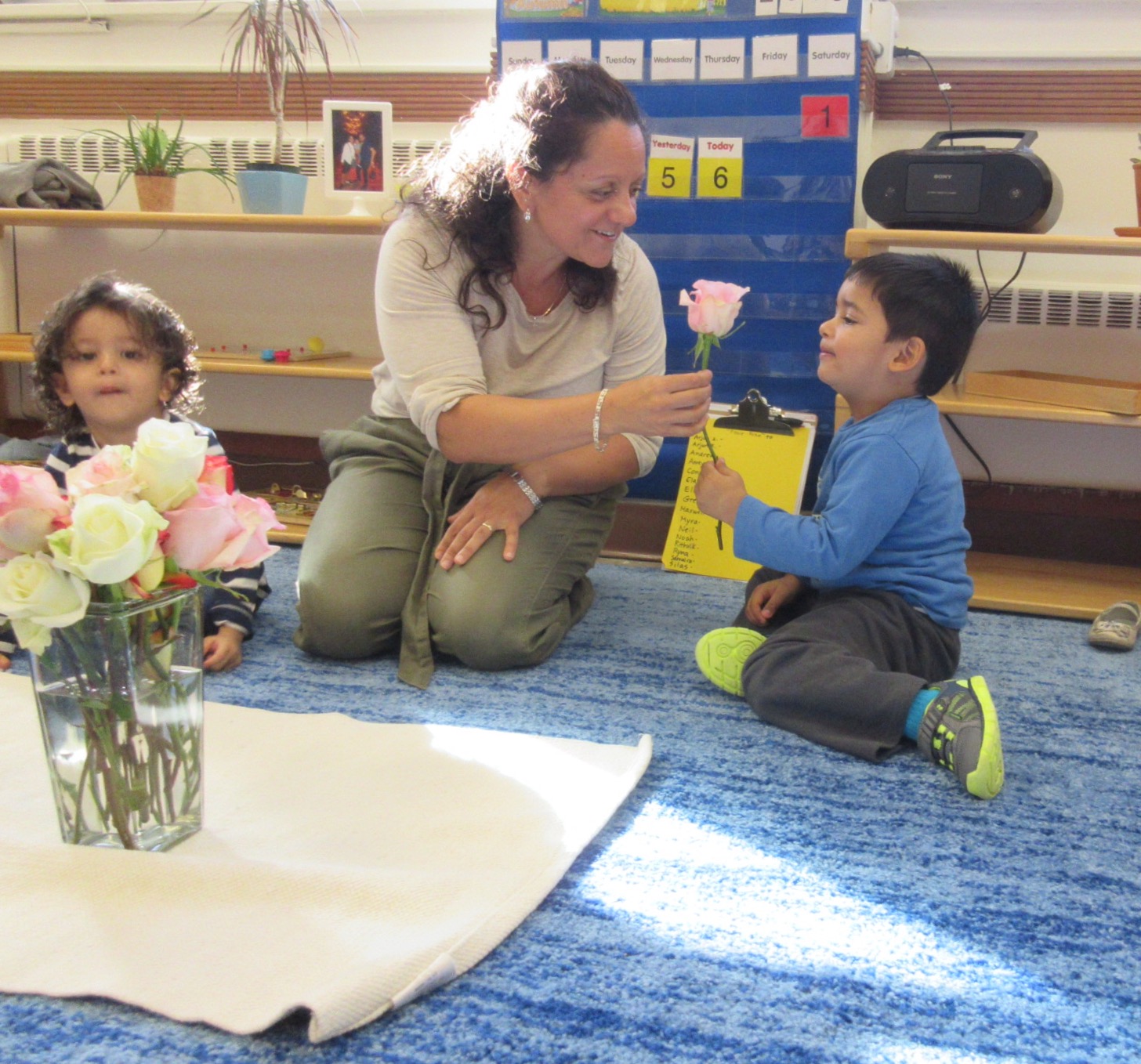 Asking the students who they wanted to give their peace rose to