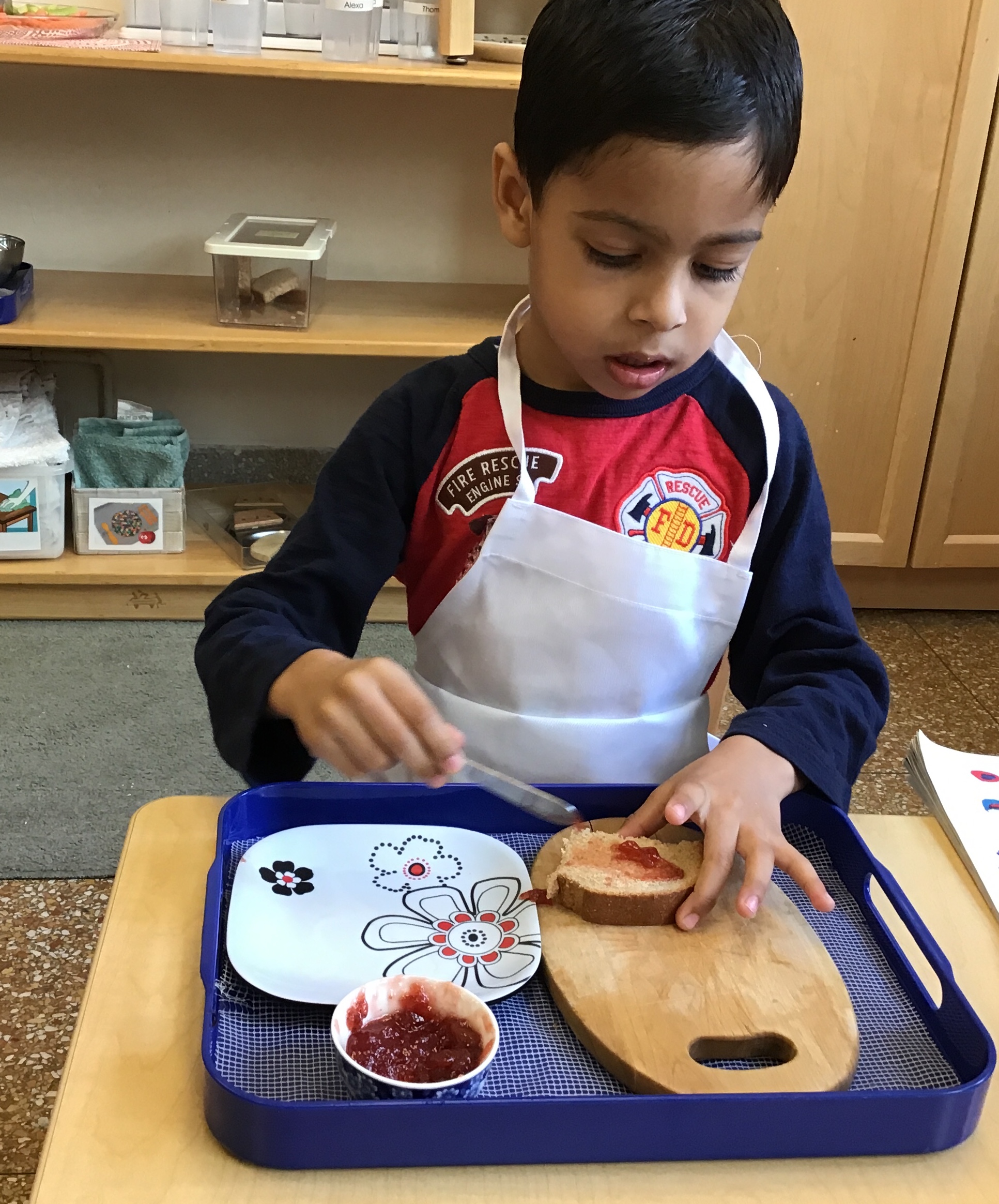 Spreading jam on bread is a multi-step work