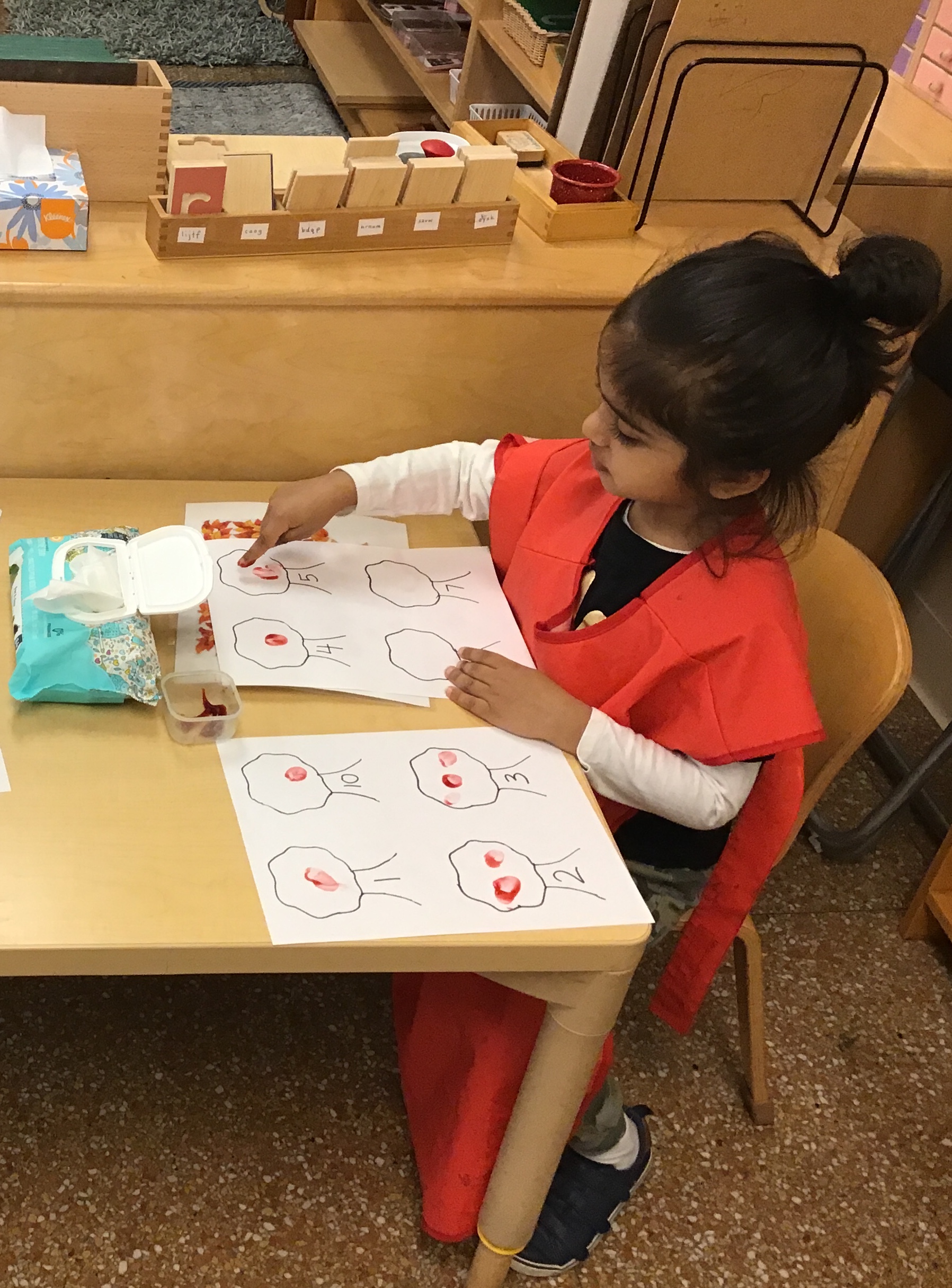 Counting 1-10 and using finger paint to help with one to one correspondence