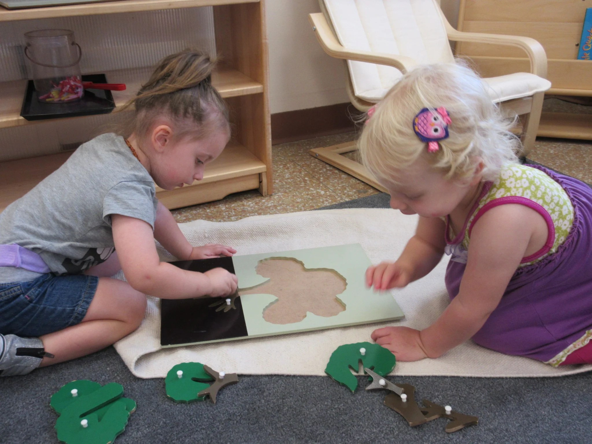 Working together to put a puzzle together 