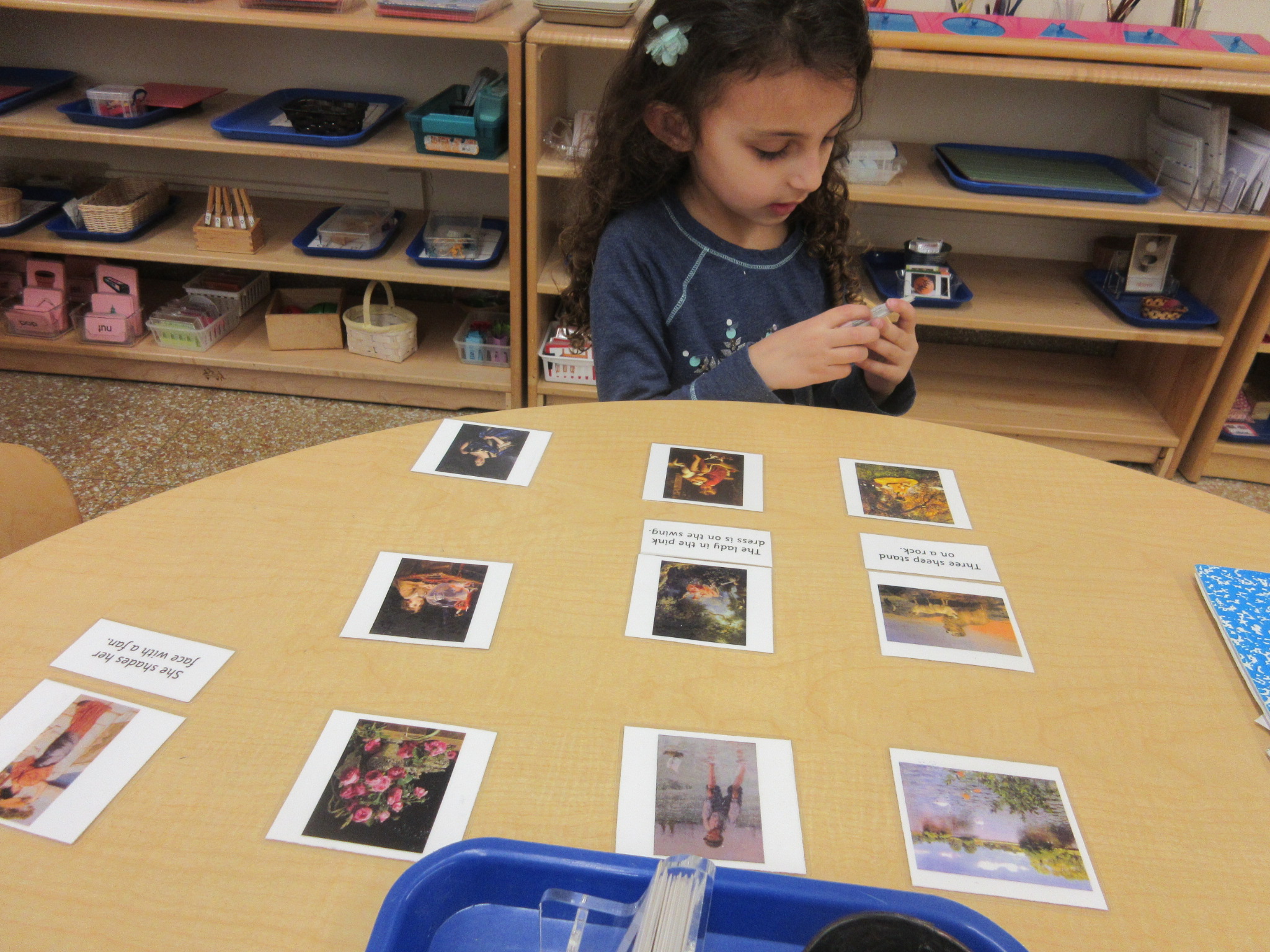 Matching sentences to the picture cards.