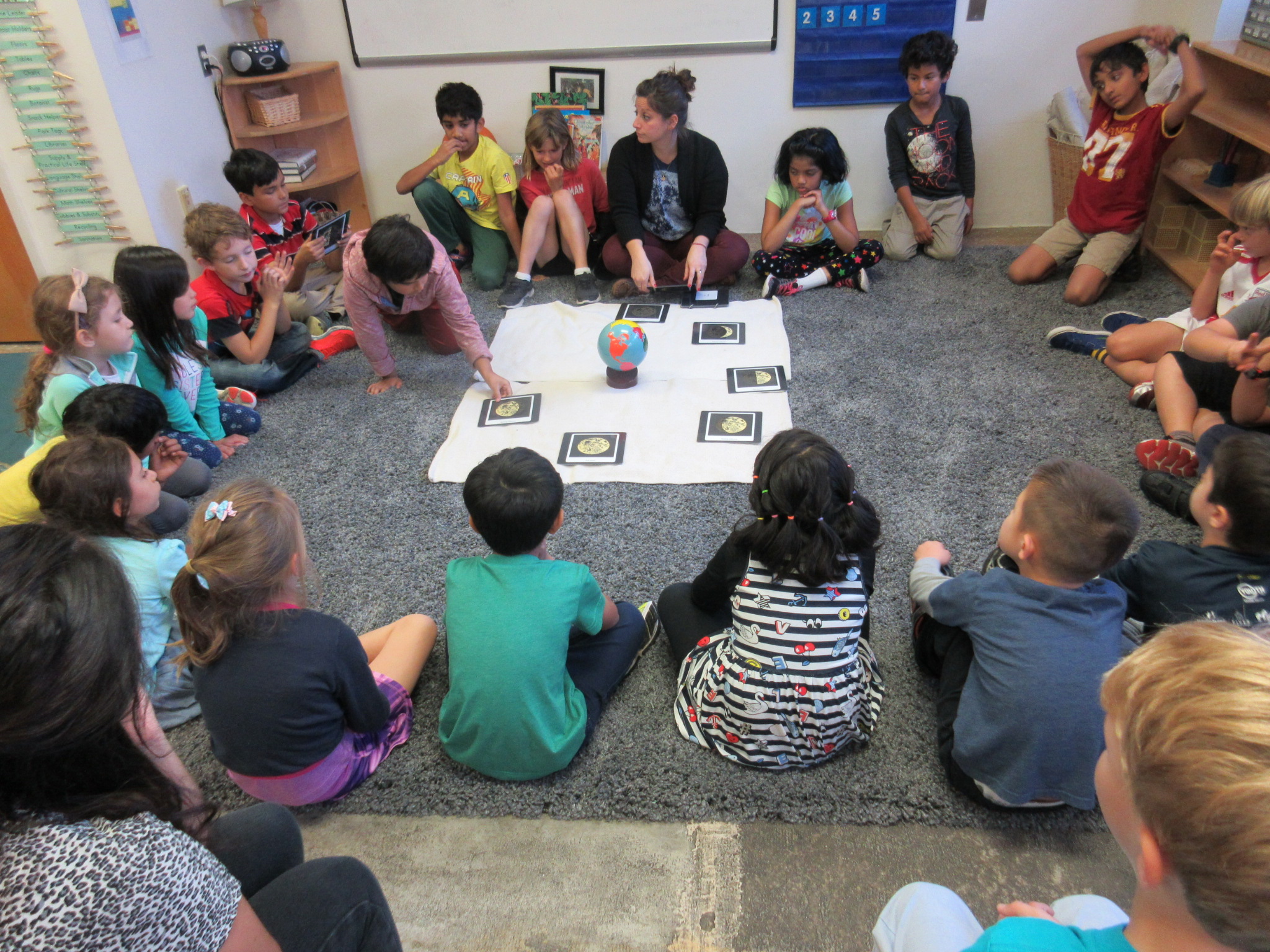 Third levels leading the lesson on the moon phases.