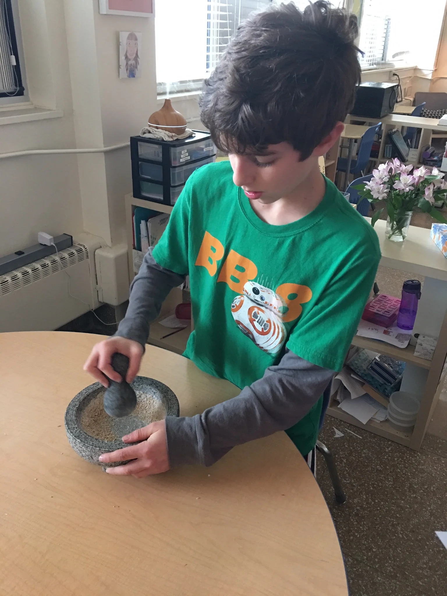 Perseus Room making flour for their study of Mesopotamia 