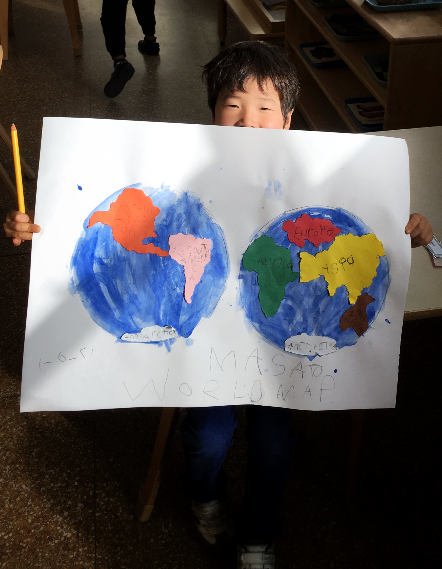 He finished his world map on his 5th birthday!