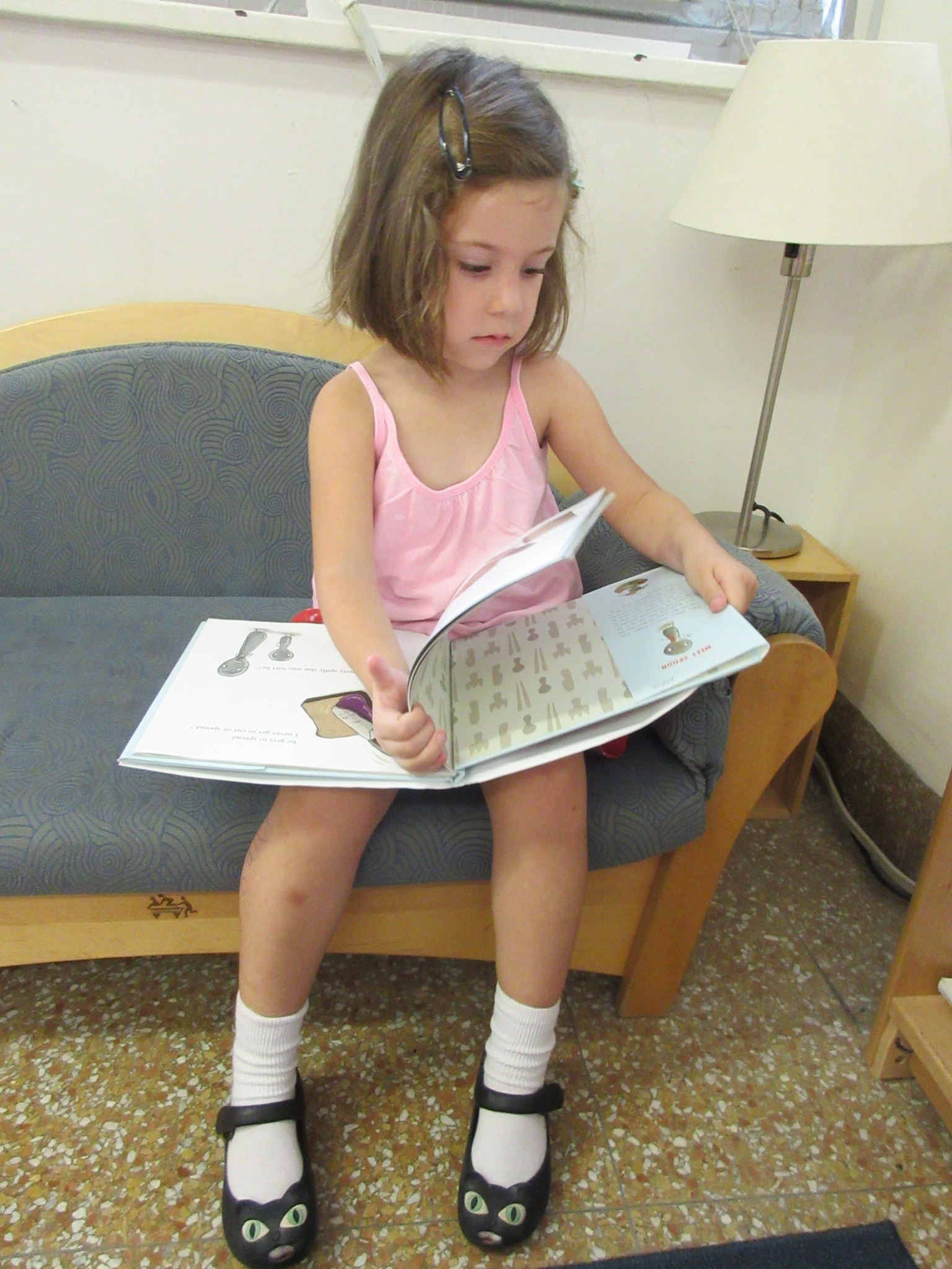 Reading a book in the library is peaceful