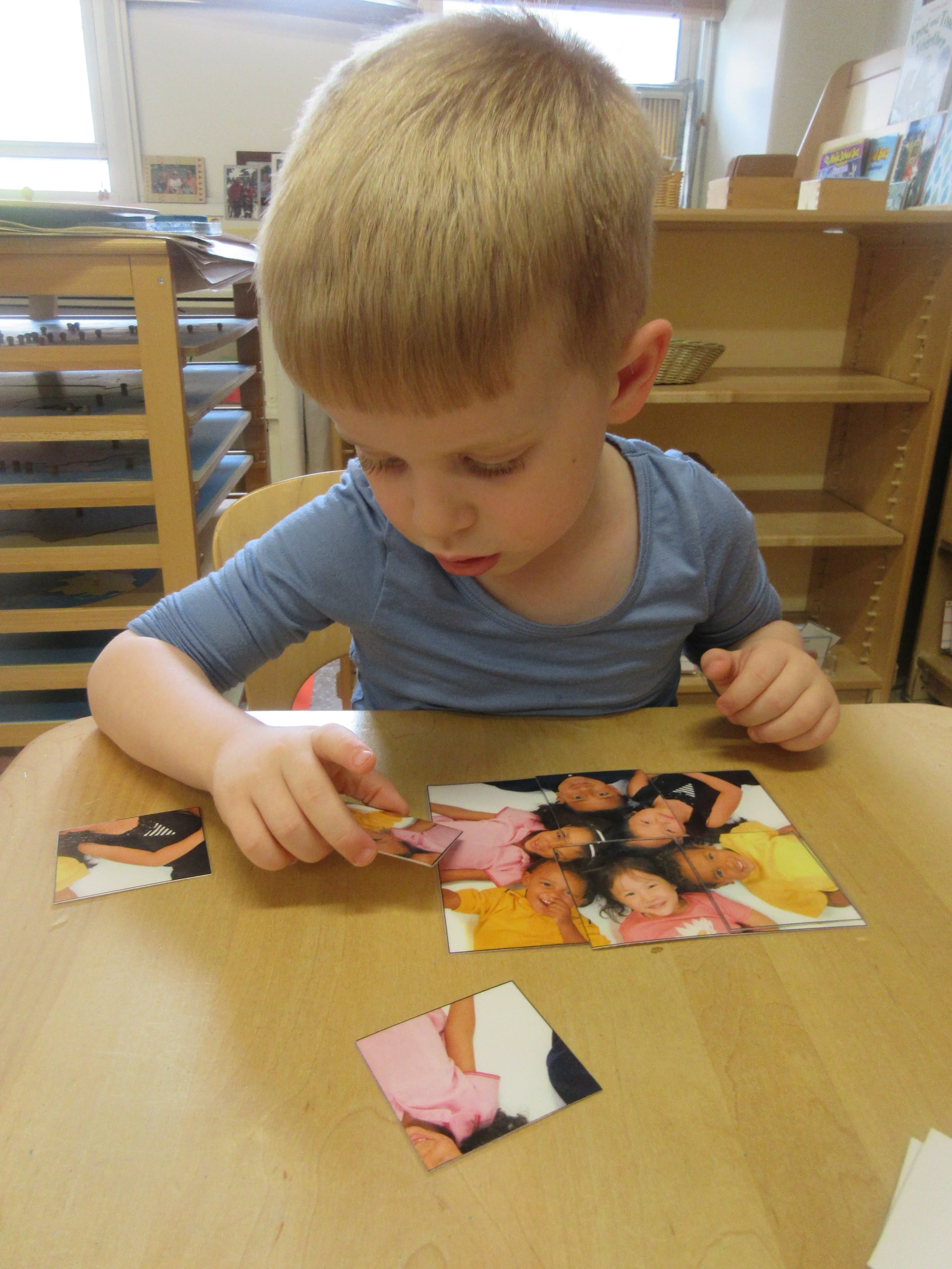 Concentrating hard on a puzzle   