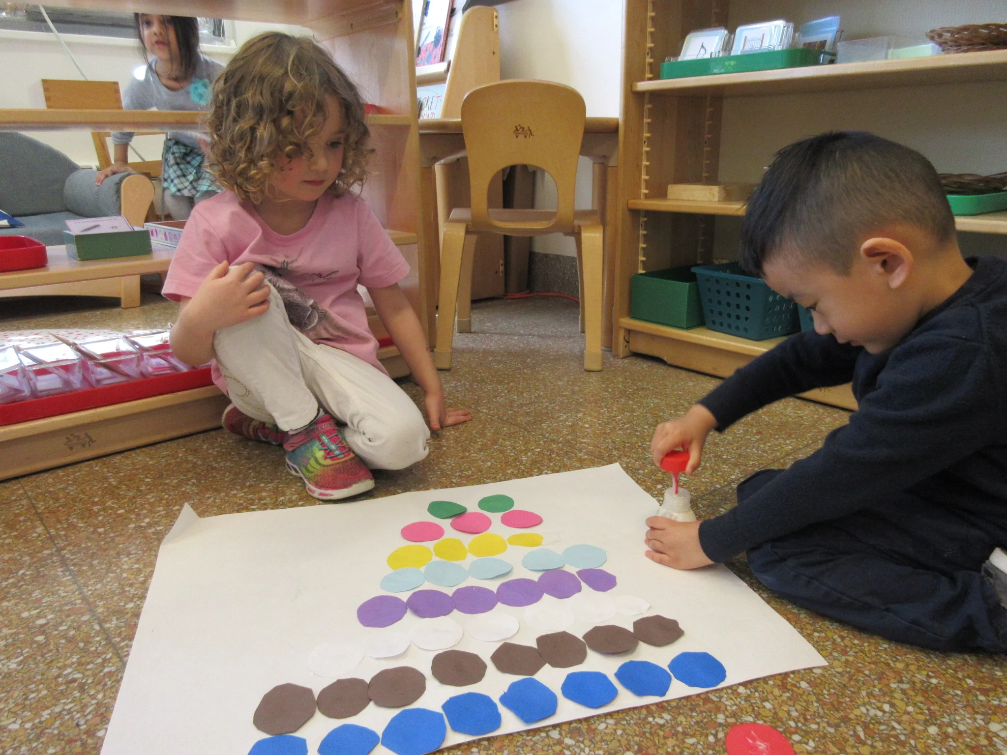 Creating their own version of the Bead Stair in honor of Montessori Week 