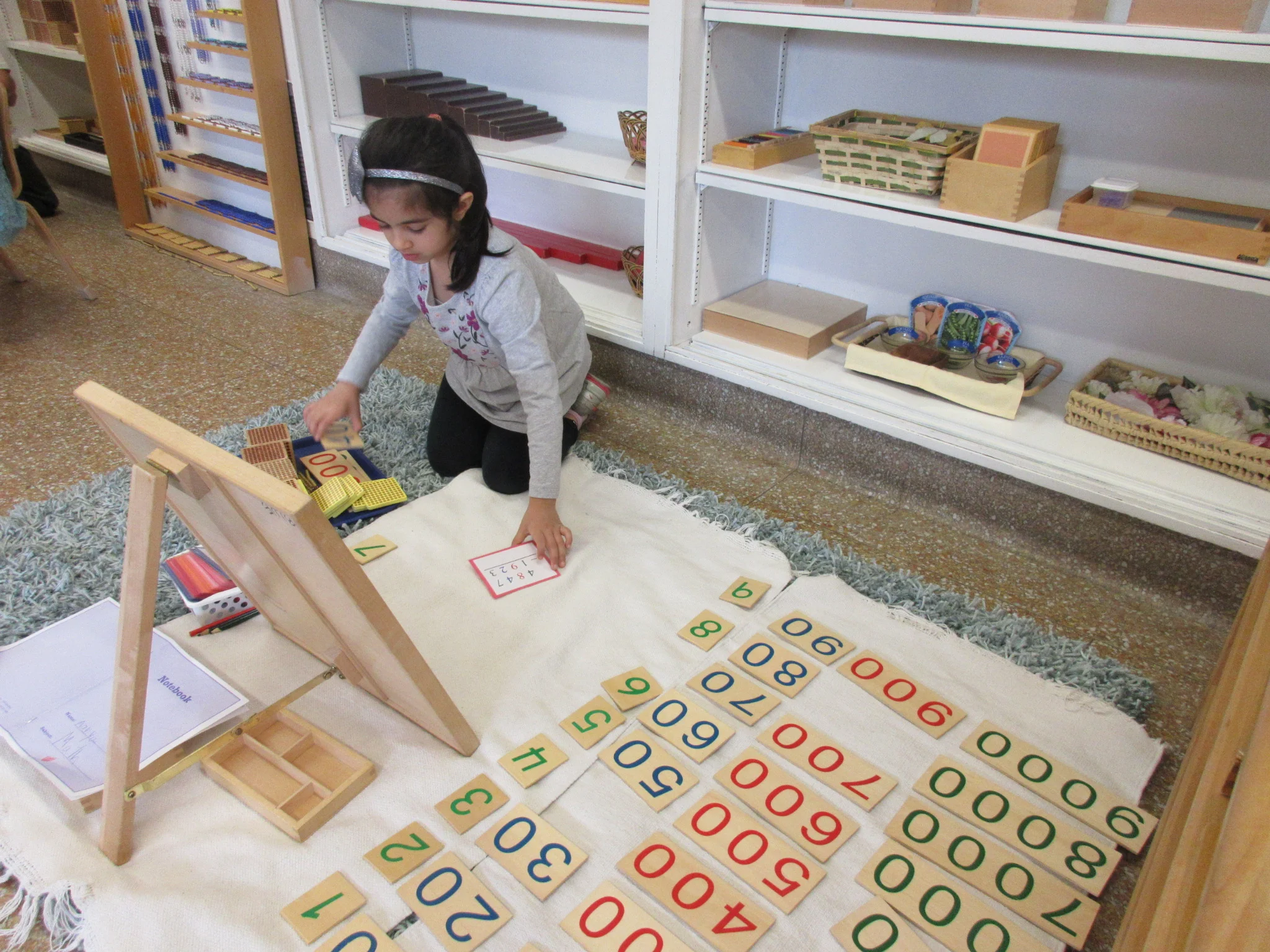 Working on subtraction using the Golden Beads 