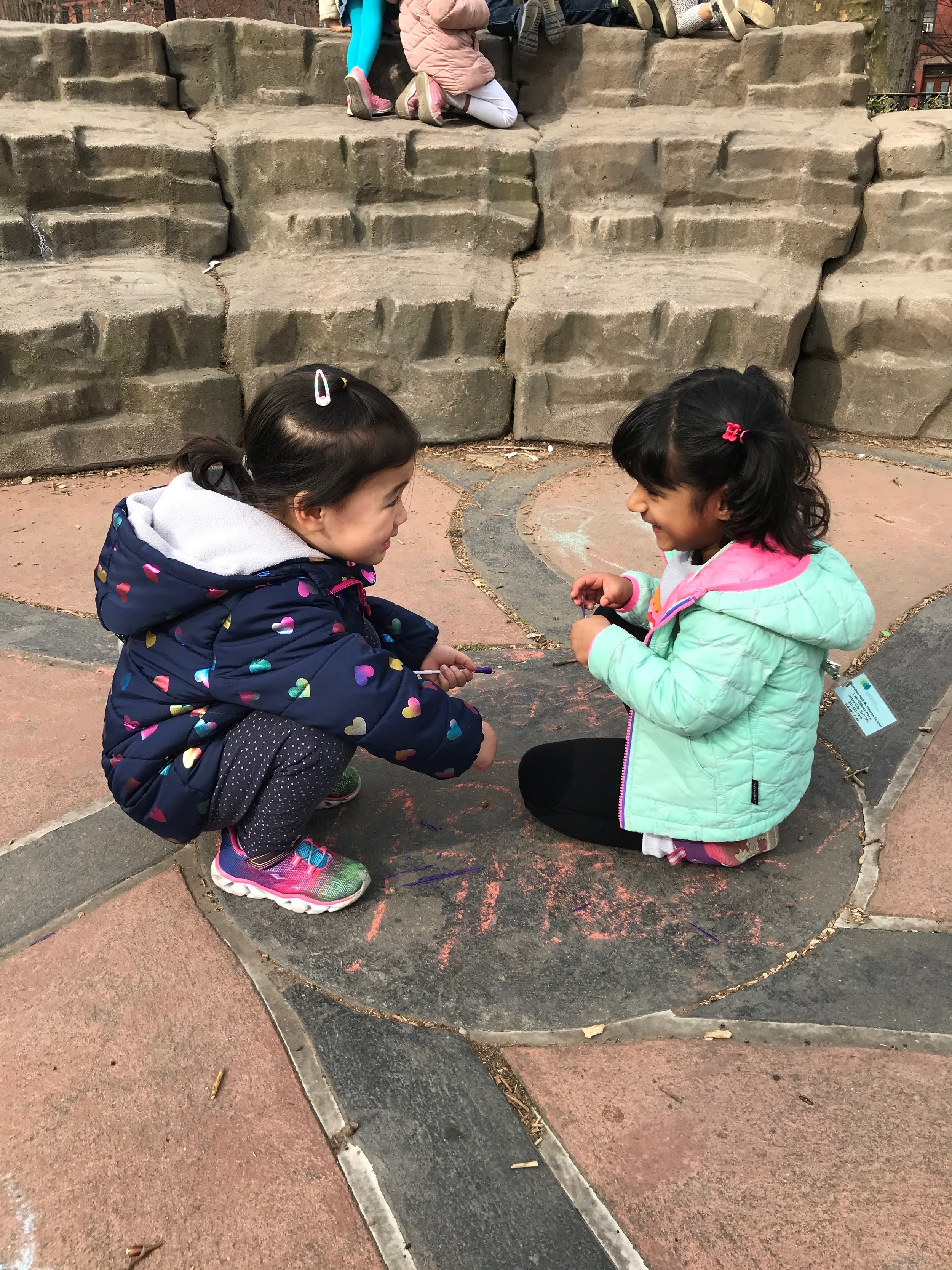 New friend joins Blue Room this week and enjoys some outdoor fun with our Blue Room "Ambassador".