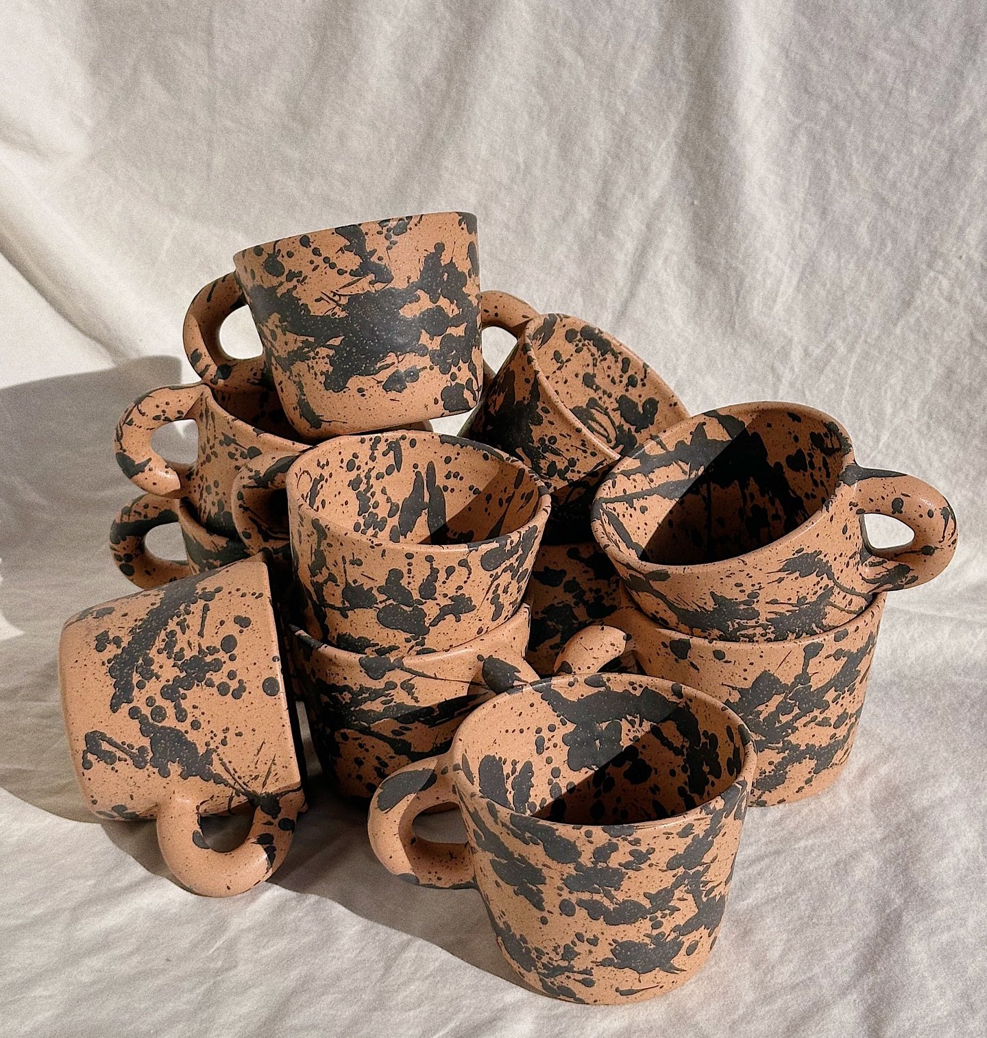 Working on a Splatter Cappuccino Cup restock for July 🌞 

🏷️ Pottery handmade ceramics wheelthrown glaze mug cottage core cappuccino cup