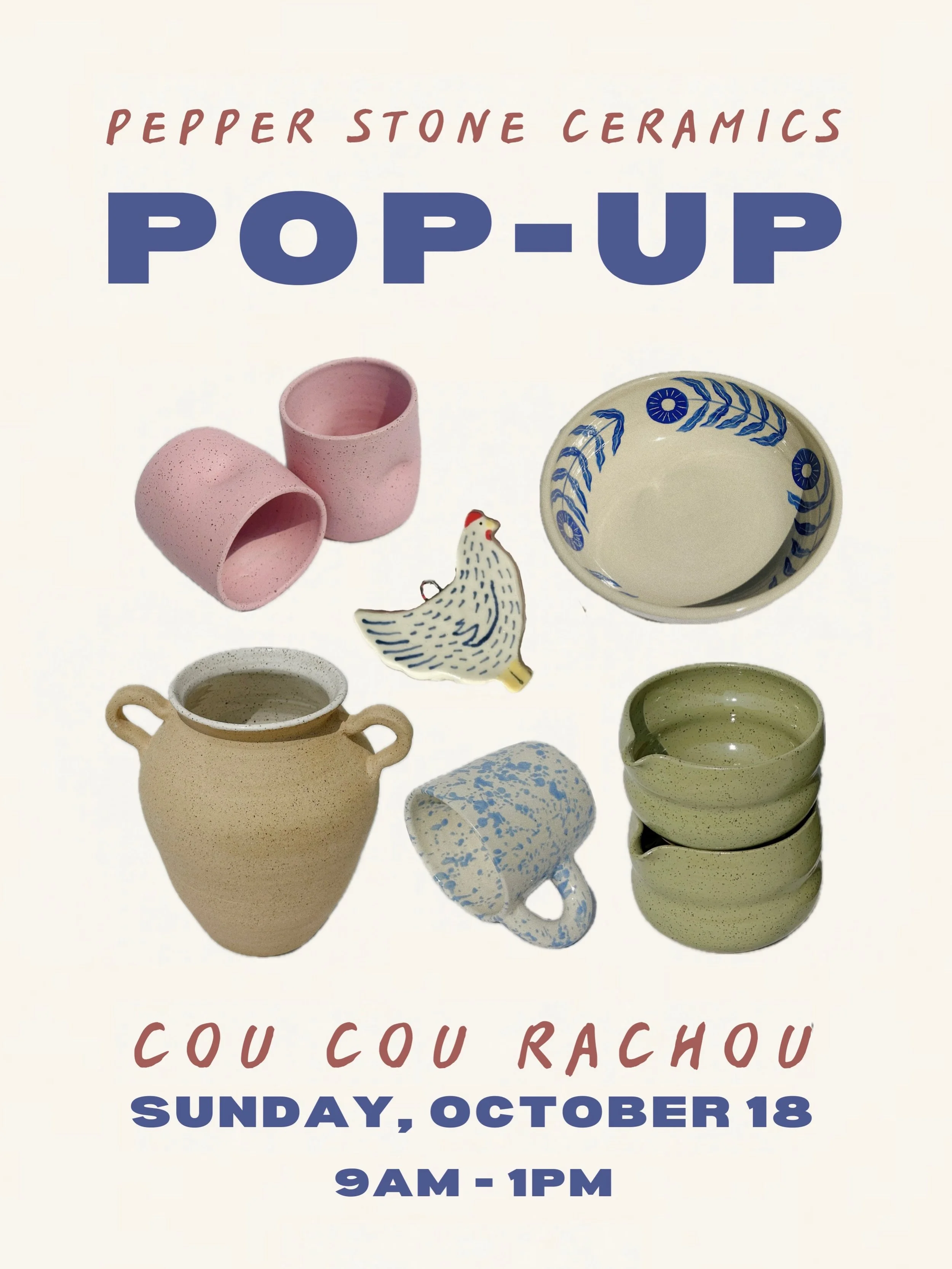 TODAY !! Find me at @coucourachou for a morning of ceramics + croissants 🥐  Plusss I&rsquo;ll be joined by @pattiejeanusa 🪡💙 Hope to see ya there!!