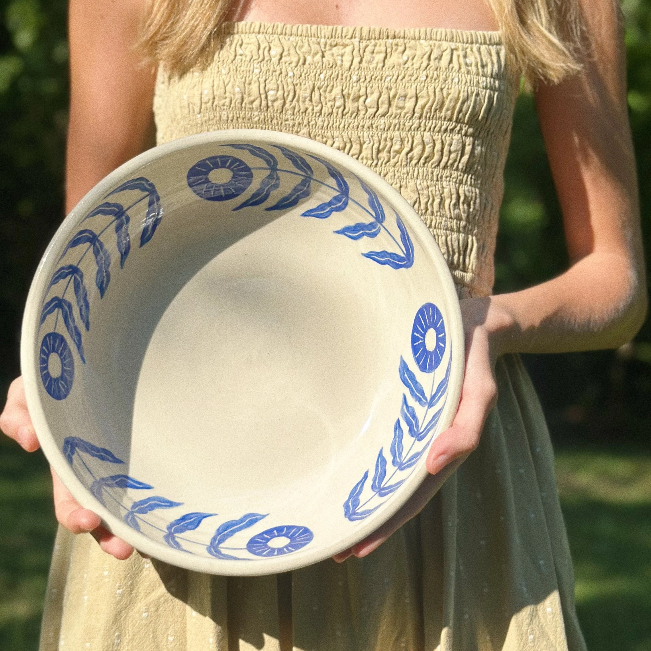 Folk Flower Serving Bowl