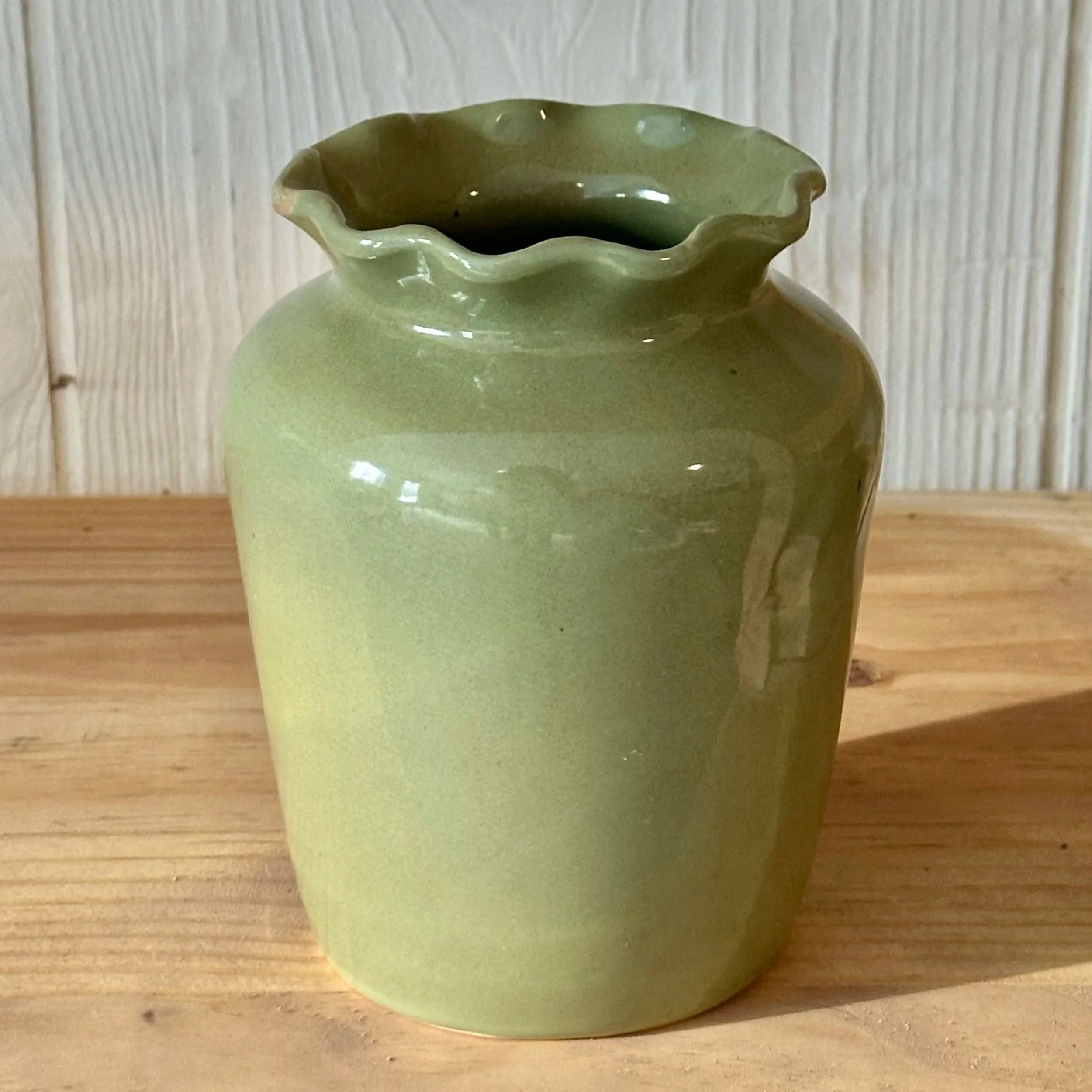 Ruffler Vase - Glossy Pistachio