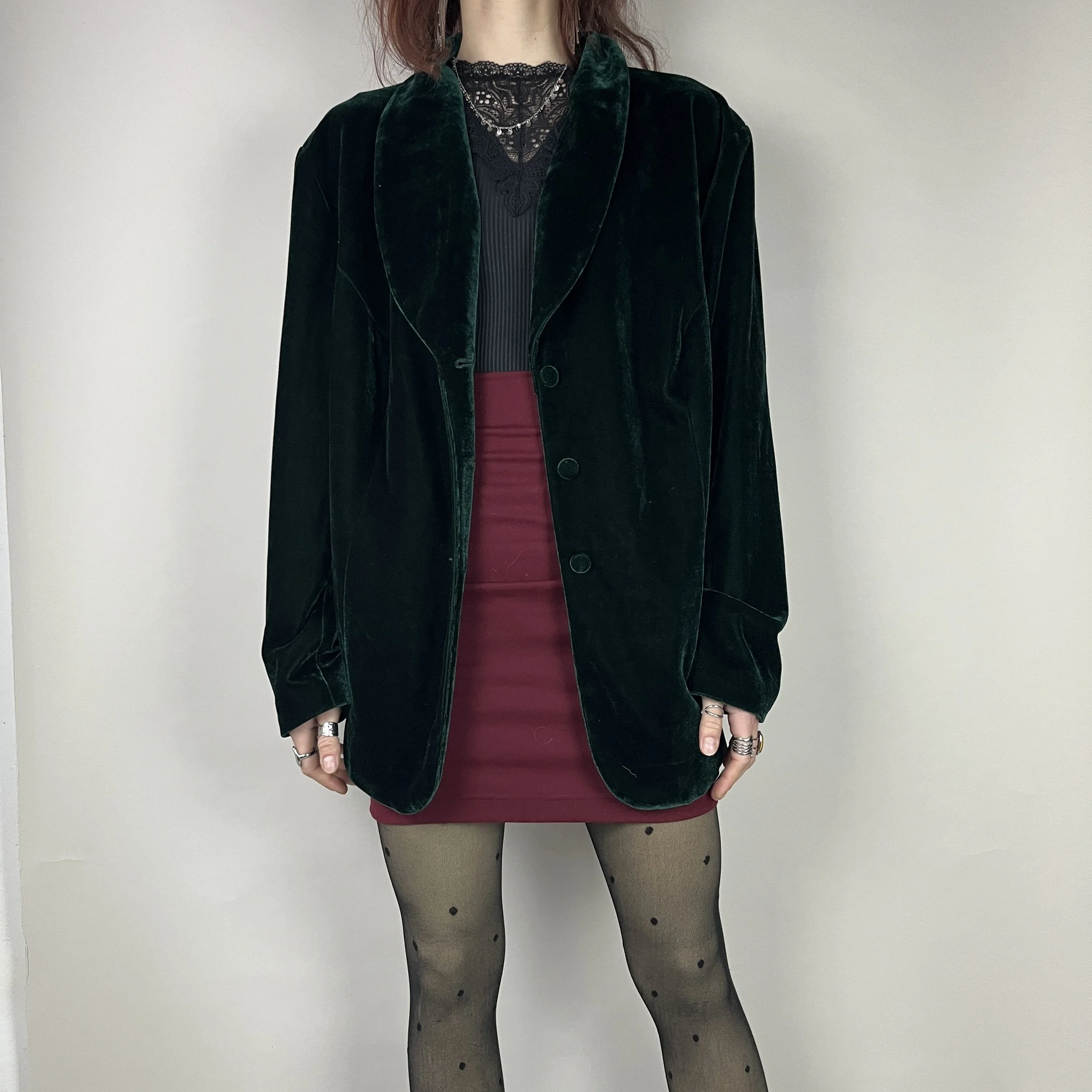 Temno zelen pliš blazer