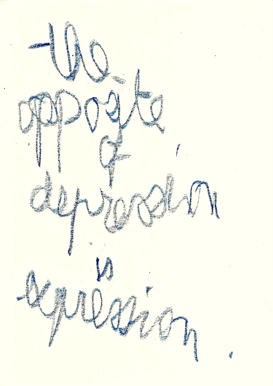 The opposite of depression, 2025
 
oliepastel op papier
 
14,8 x 21 cm
 
230 € (ingekaderd)