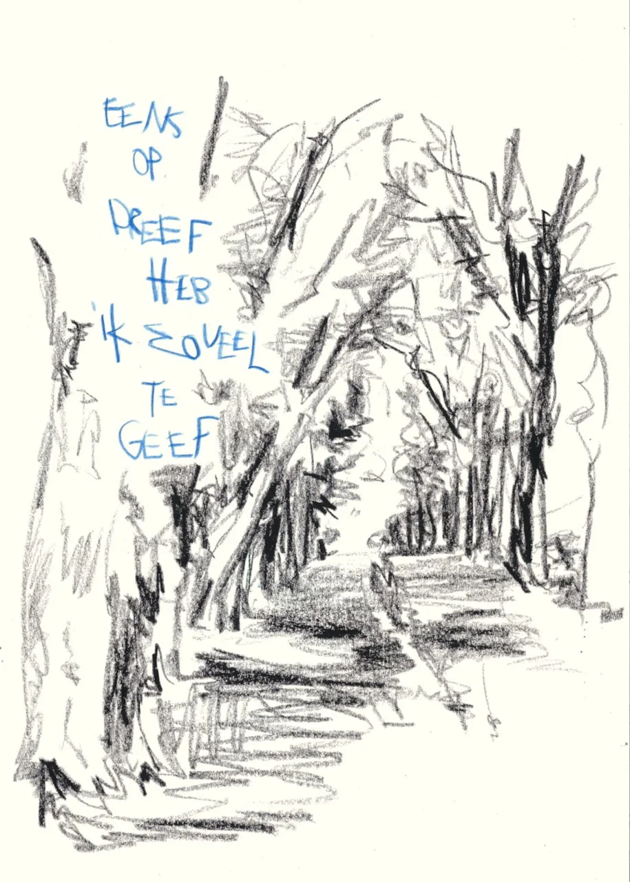 eens op dreef heb ik zoveel te geef
 
potlood op papier
 
21 x 29,7 cm
 
€ 200,-