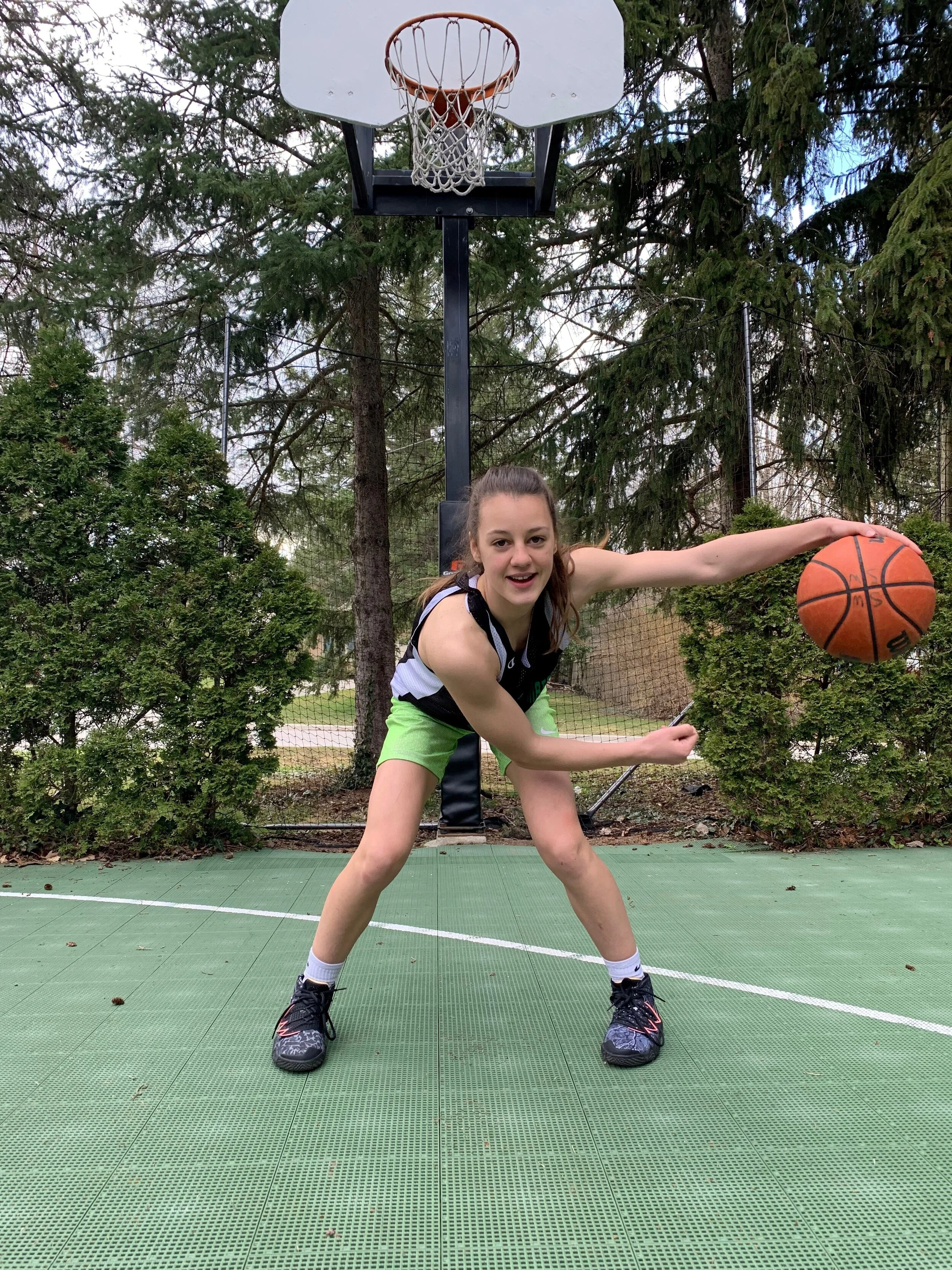  Lena Stinebrickner, a Grade 9 student, is a true point guard, says coach Rob Angione.  (Photo courtesy Stinebrickner family).  