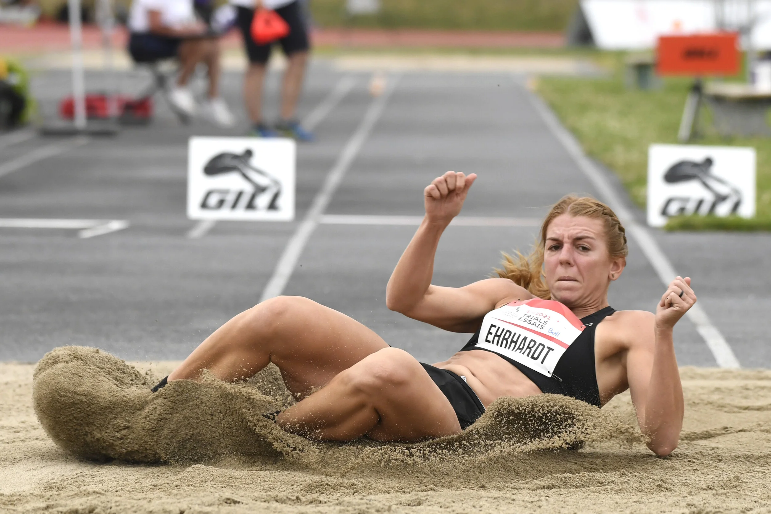 Despite a disappointing 2021 season, Ehrhardt’s primary goal remains the same: breaking the Canadian record of 13.99 metres.  (Photo: Bernard Brault/Athletics Canada).  