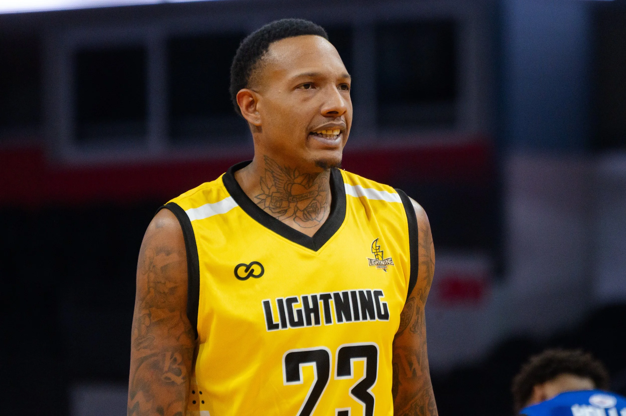   Billy White had his best game in a Lightning uniform so far last Friday, producing 26 points, 10 rebounds and 7 assists in a 115-112 win in Sudbury. (Photo: Matt Hiscox Photography).  